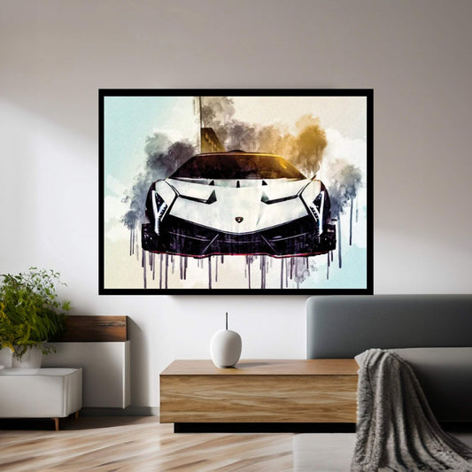 Lamborghini Veneno 2017 Vag White Veneno Front View Supercar Italian Sports Cars Hypercar Canvas Wall Art - Y Canvas