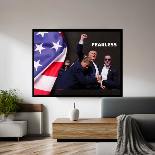 Trump Assassination, Patriotic Moment Canvas, American Flag Scene, Inspirational Wall Decor, Political Canvas Wall Art