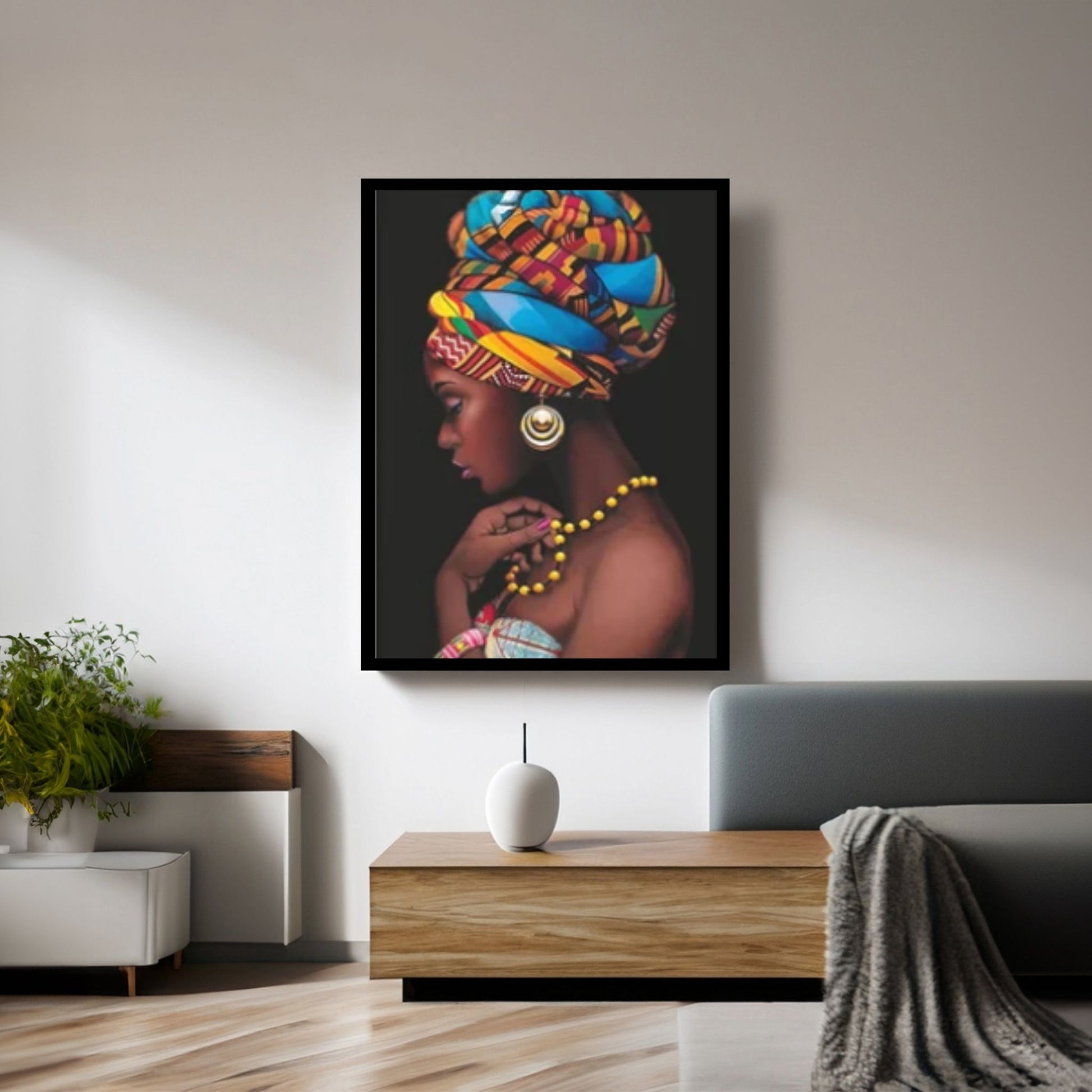 African Art Wall Decor, African Woman Makeup Wall Art, Abstract Canvas Art - Y Canvas