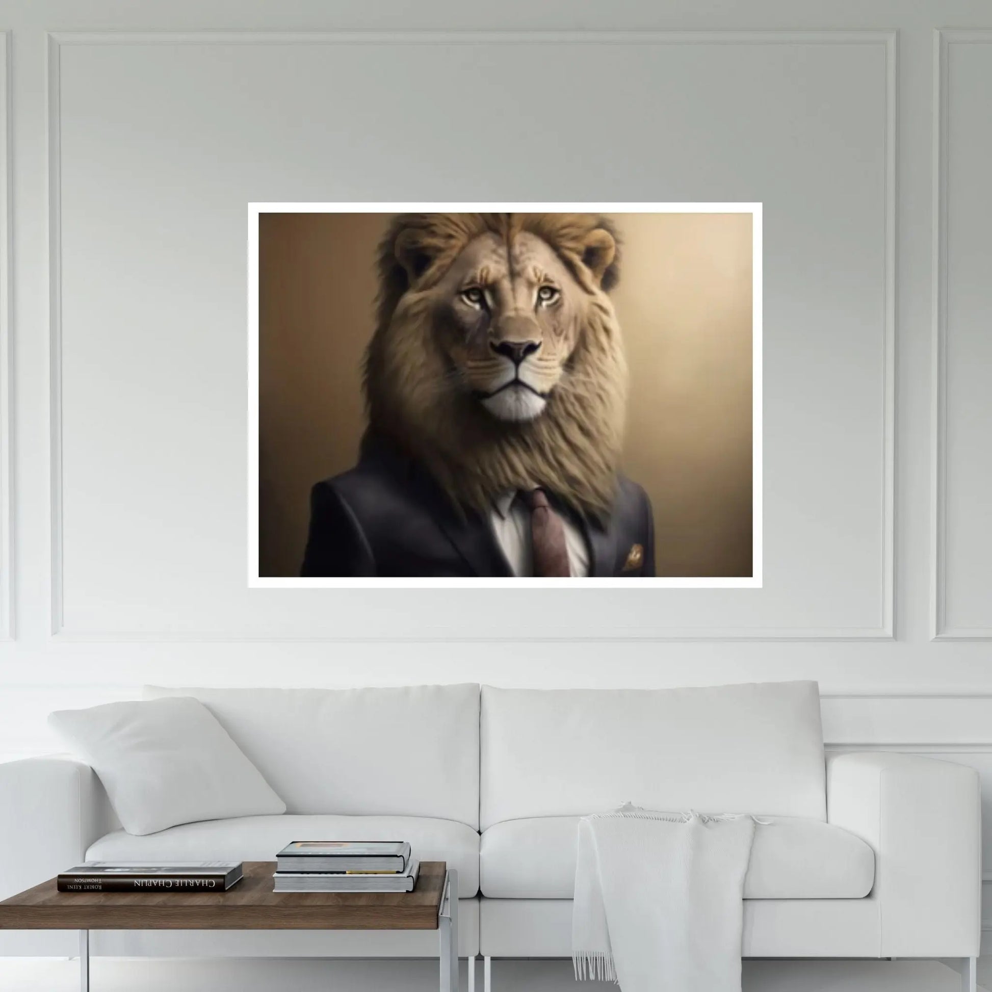 Gentleman Businessman Leo Lion Canvas Wall Art Animal Wall Art - Y Canvas