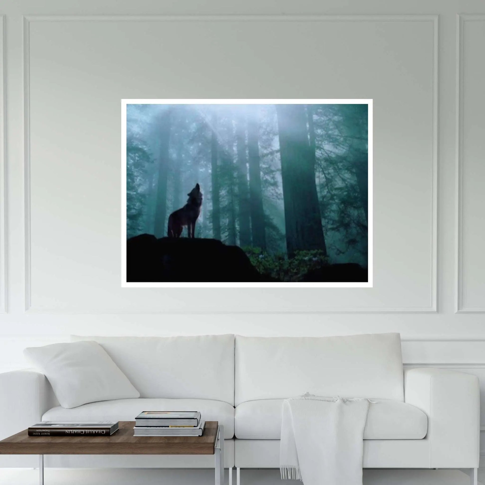 American Indian Art Canvas-Wolf Howl in Forest Animal Art Poster Canvas/Printed Picture Wall Art Print - Y Canvas