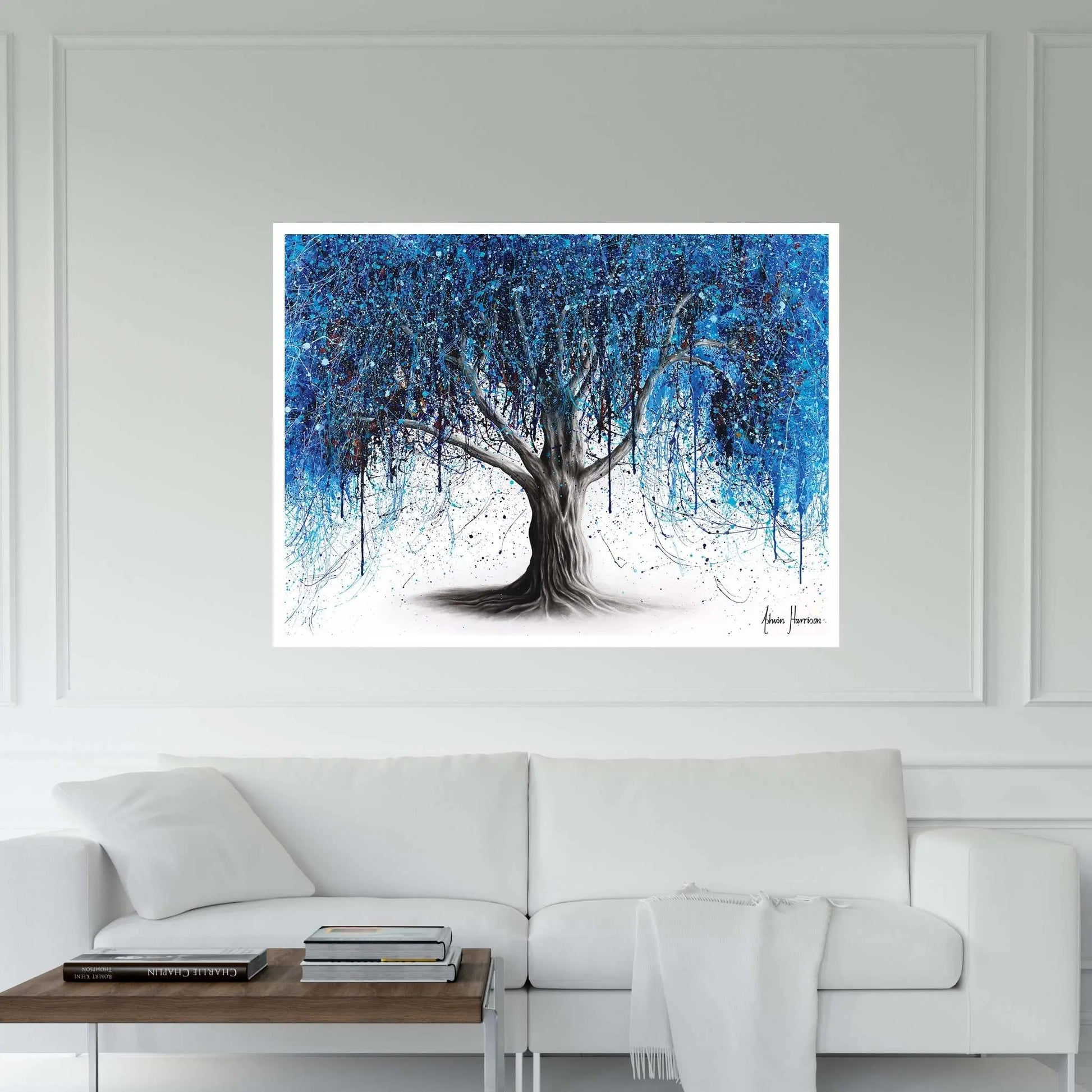 Blue Midnight Tree Canvas Wall Art - Y Canvas