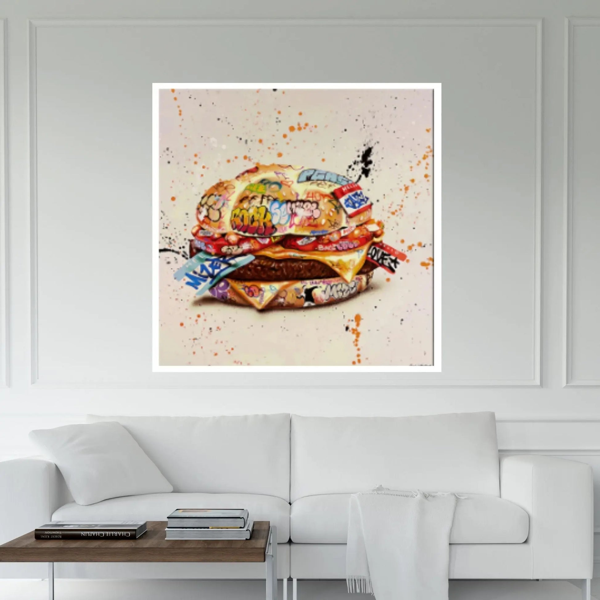 Banksy Canvas Wall Decor Canvas Wall Art, Banksy Burger Canvas Decor, Hamburger Graffiti Canvas Art - Y Canvas