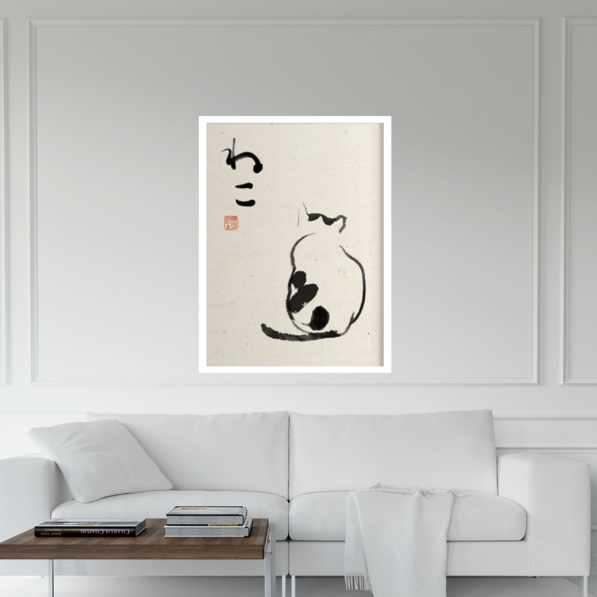 Minimalist Cat Poster, Japanese Cat Art Print, Animal Wall Decor - Y Canvas