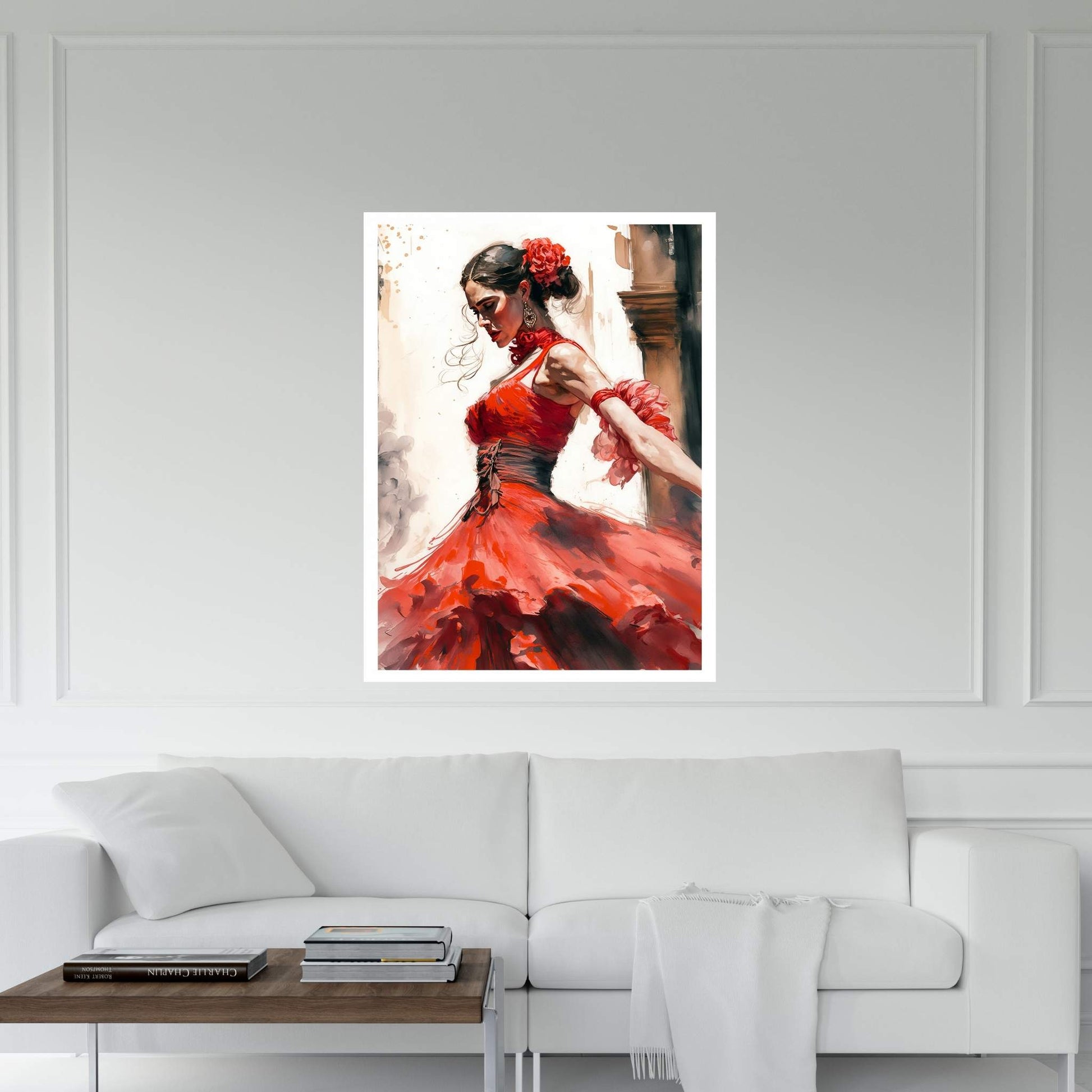 Ballerina Dancer Woman in Red Dress Canvas Art Wall Decor - Y Canvas