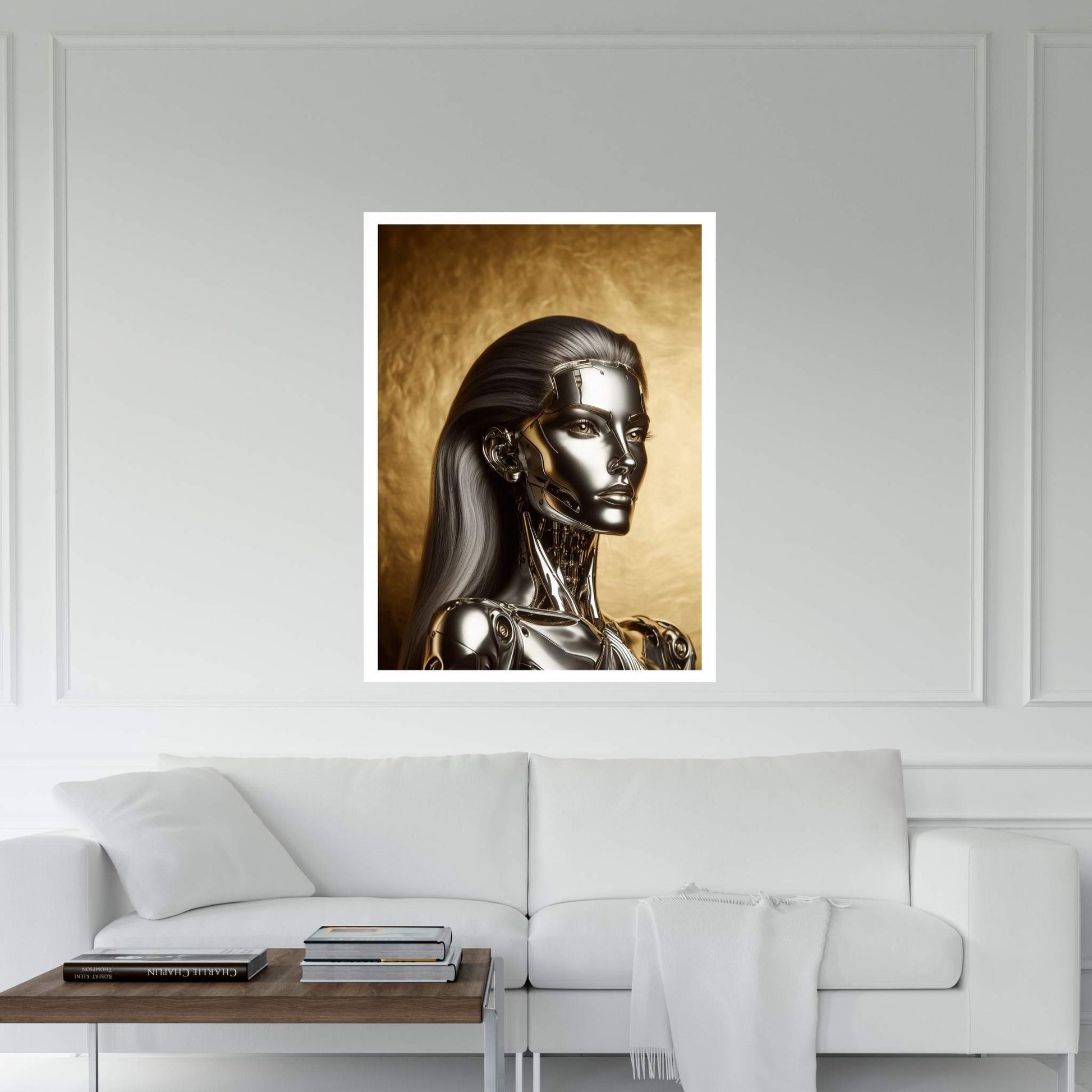 Gold Robotics Woman Canvas Wall Art - Y Canvas