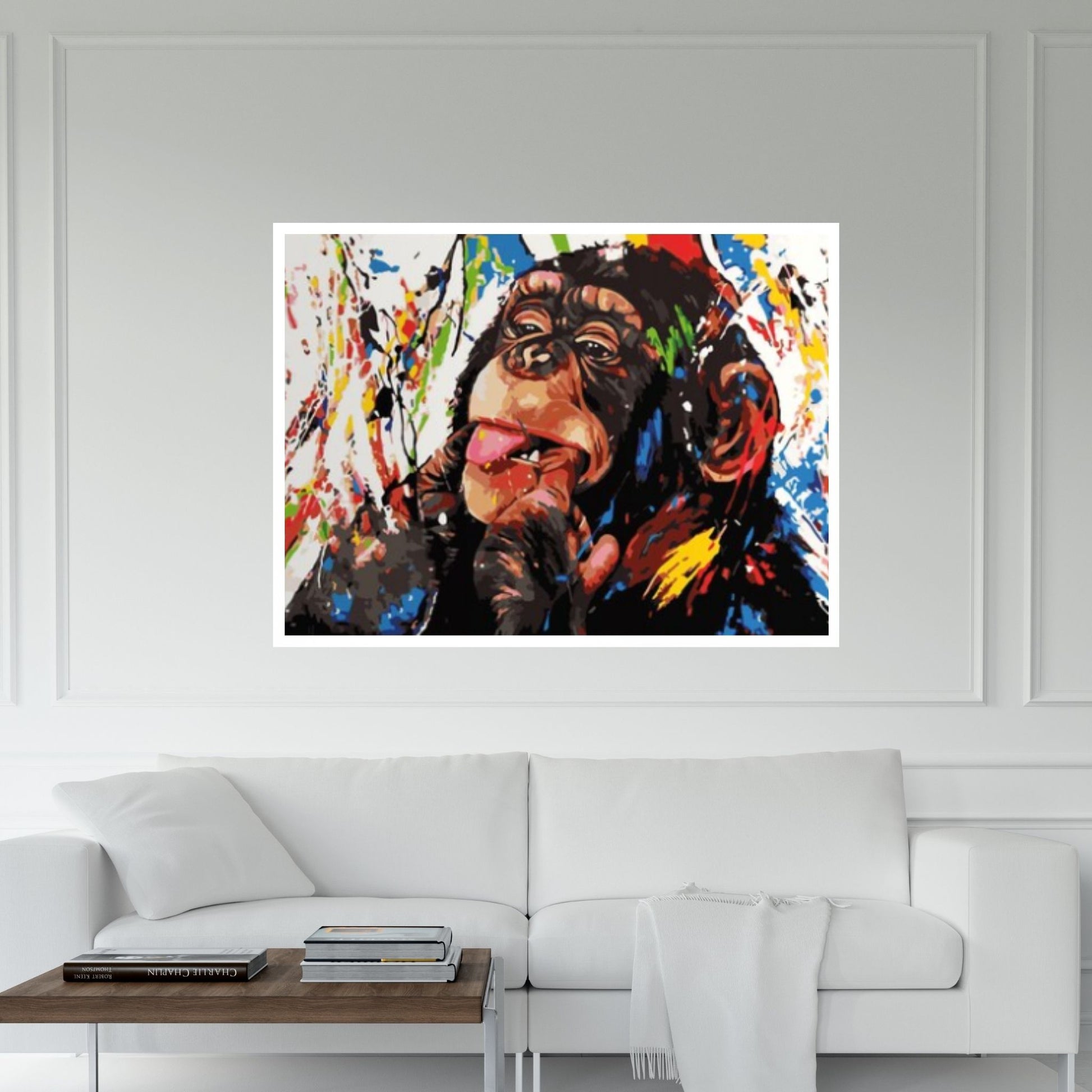 Banksy Poster, Colourful Monkey Wall Canvas, Street Graffiti Decor, Graffiti Canvas Painting - Y Canvas