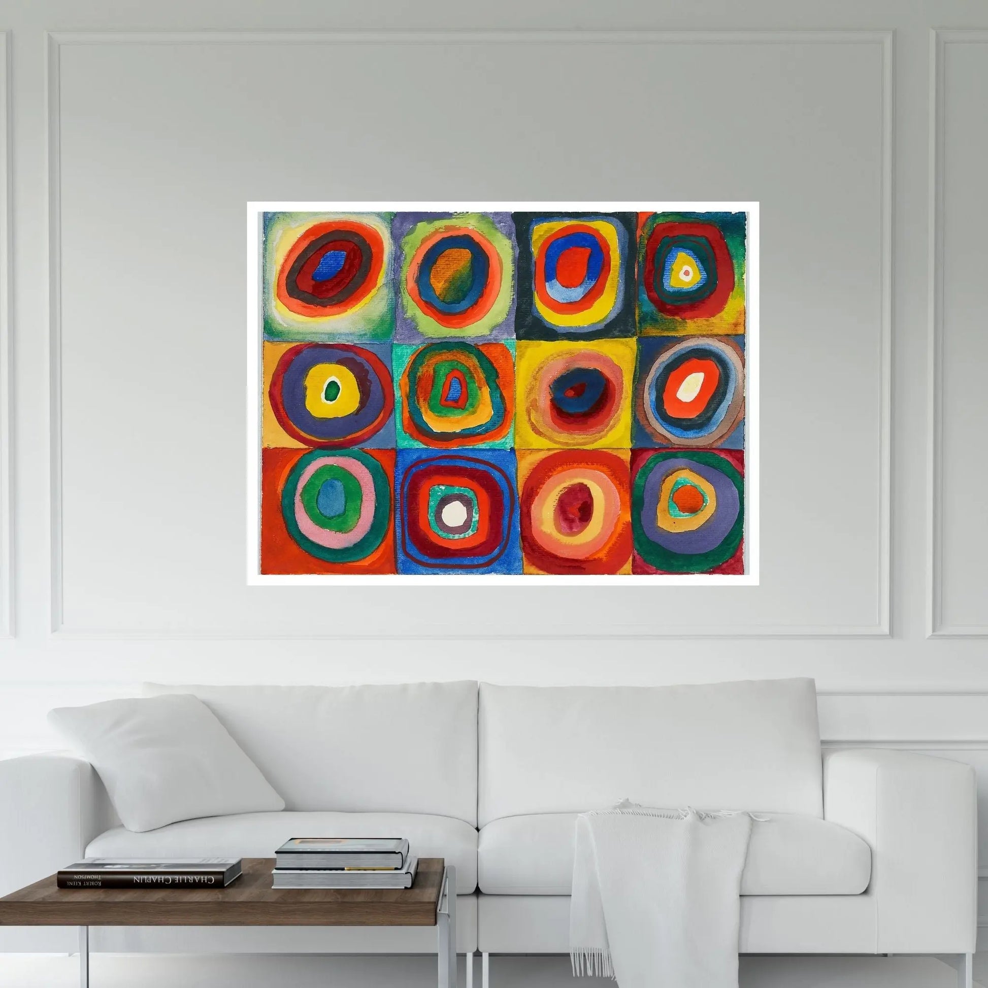 Squares with Concentric Circles Canvas Wall Art - Y Canvas