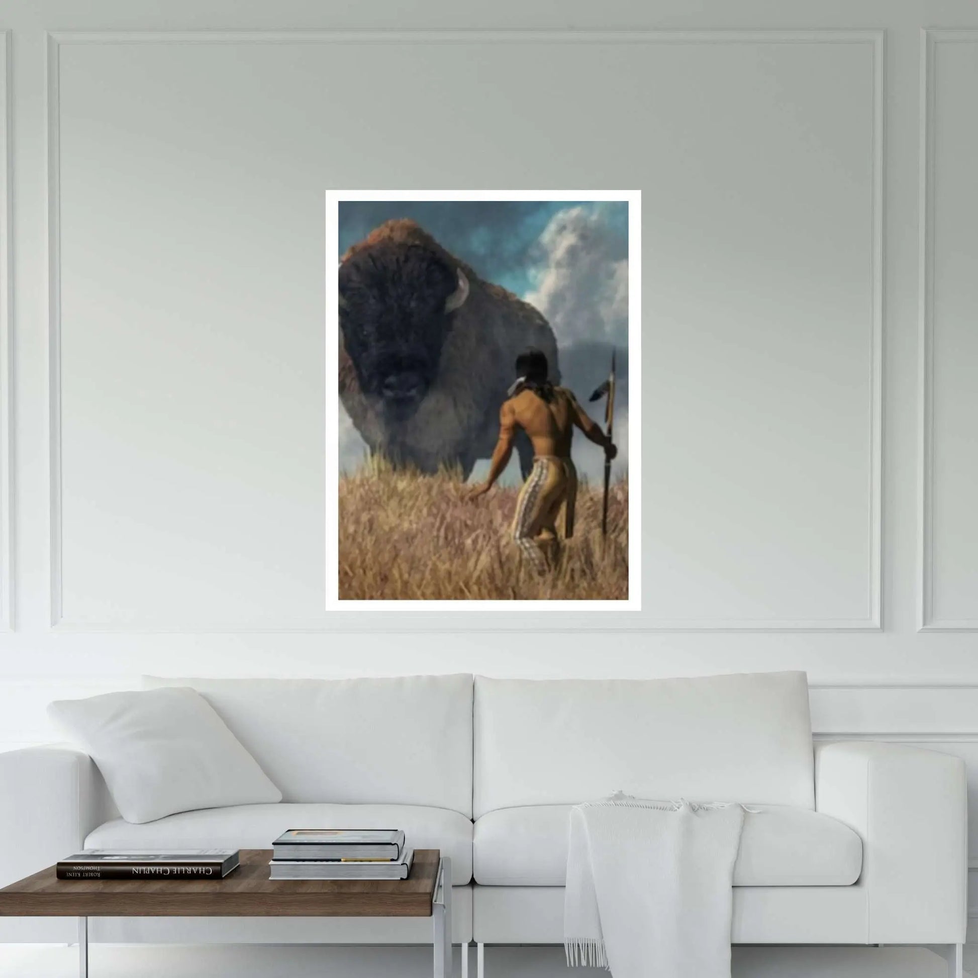 American Indian Art Canvas-Native Indian Buffalo Hunters Art Canvas Print Poster - Y Canvas