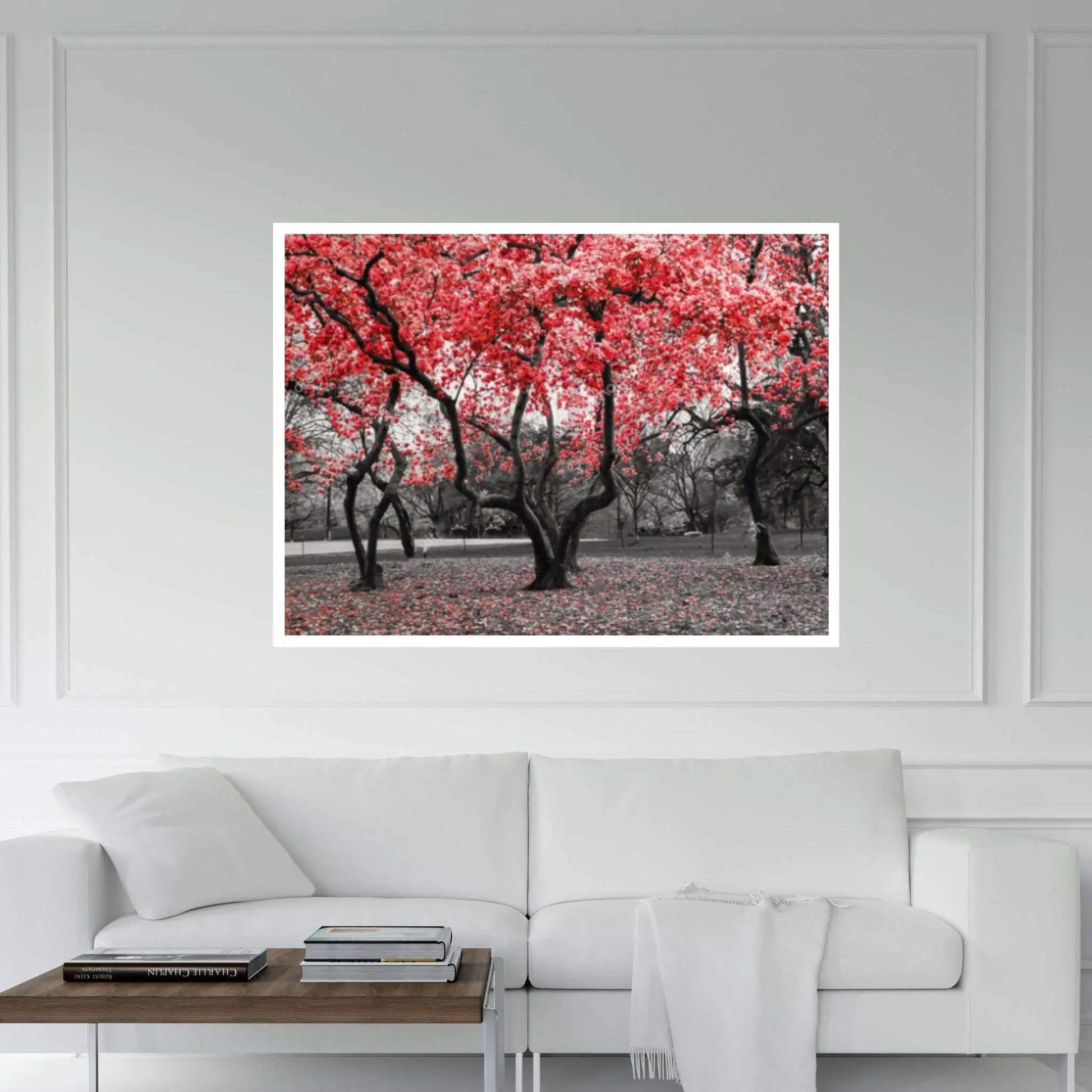 Landscape Contrast Tree Scenery Red Tree Wall Art - Y Canvas