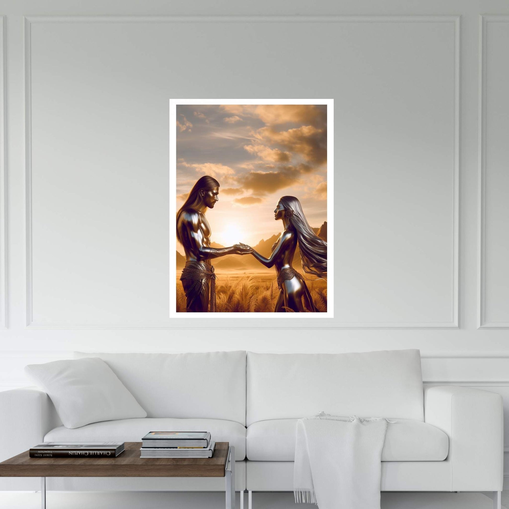 Metalic Love Man and Woman Canvas Wall Art - Y Canvas