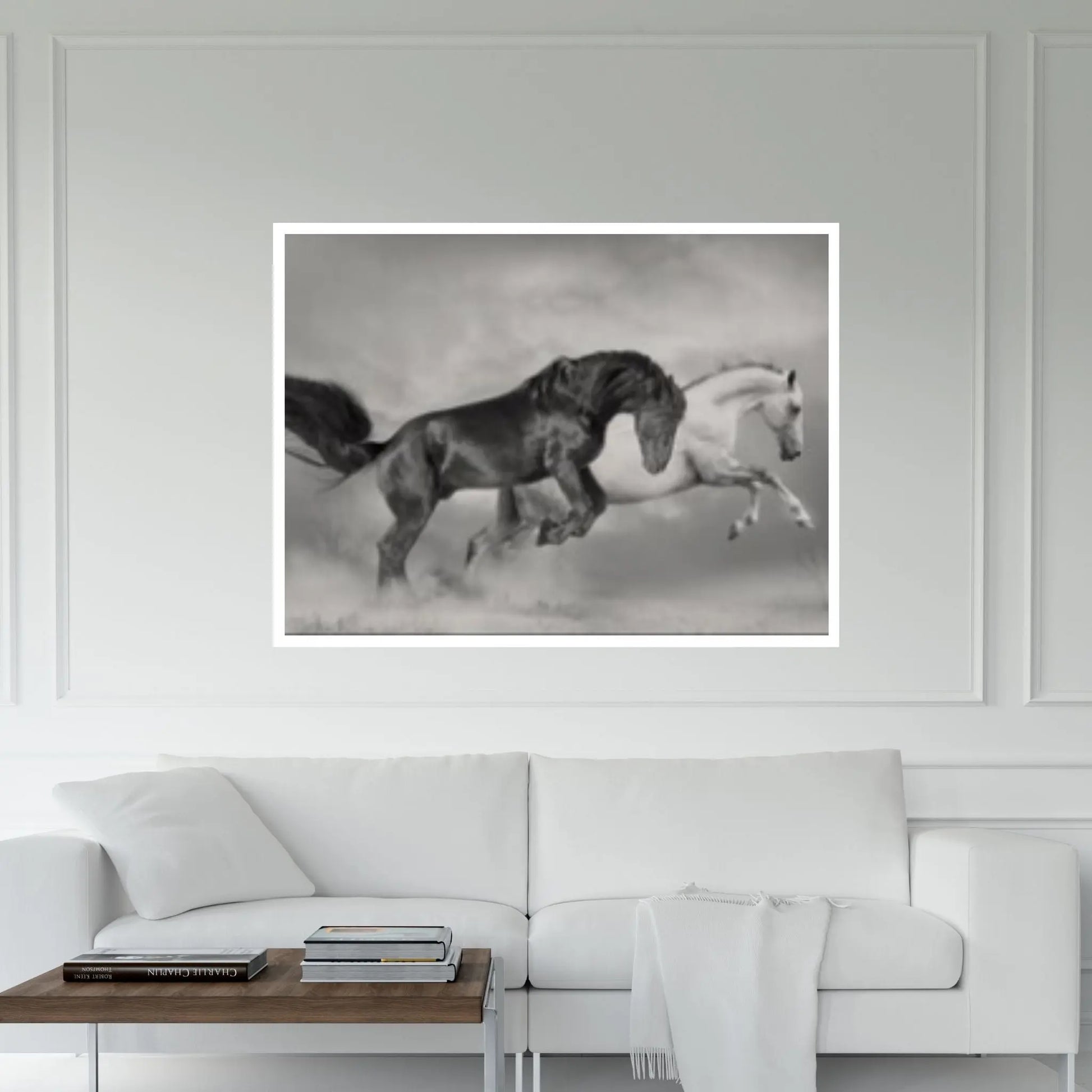 Horses Black White Canvas wall Art Home Decor - Y Canvas