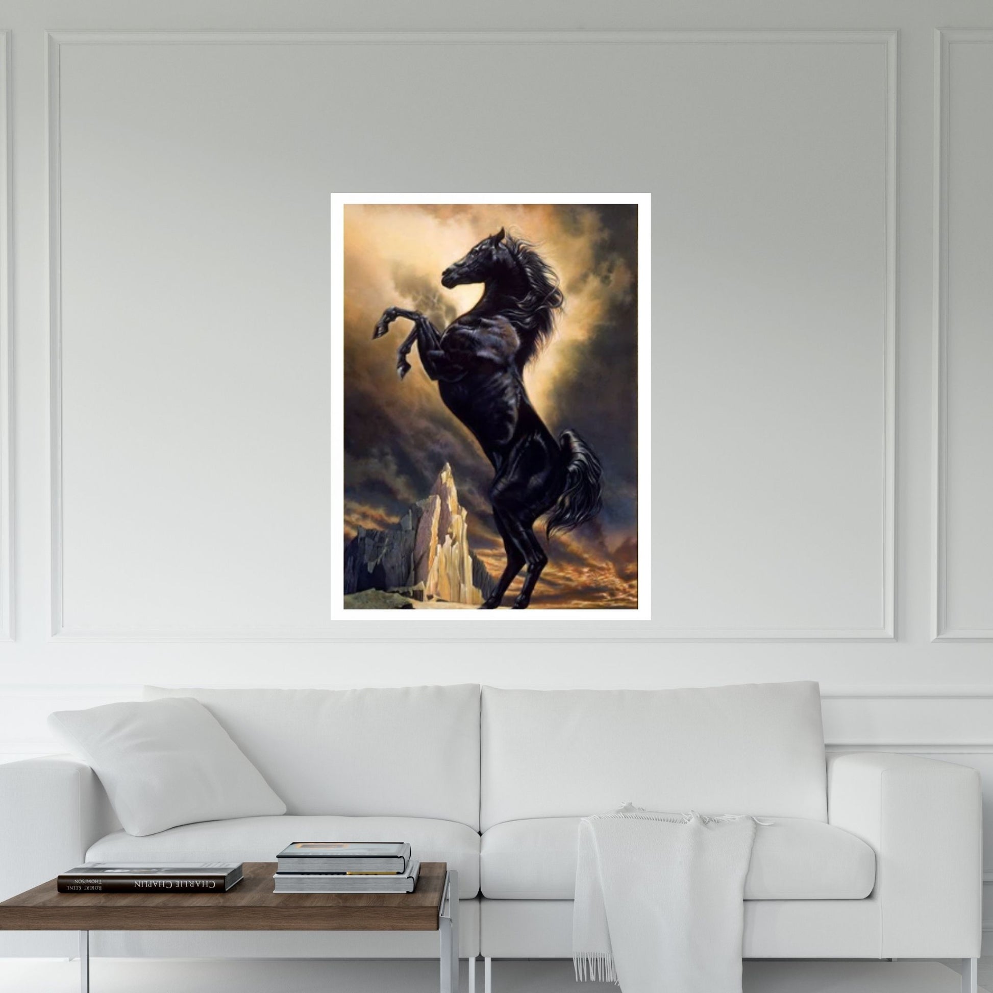 Large Black Horse Print Poster, Animal Art Horse Wall Art, Animal Painting Horse Canvas Wall Art, - Y Canvas