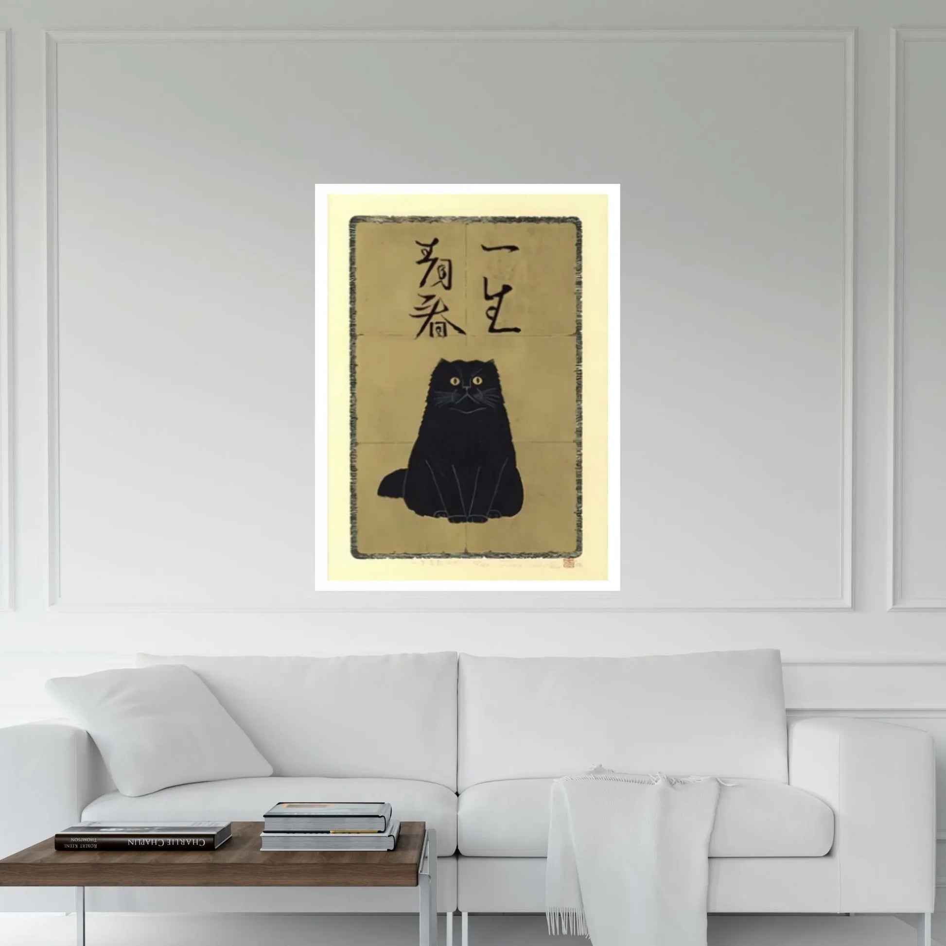 Japanese Cat Canvas Wall Art Poster, Japanese Cat Canvas Art Print, Black Cat, Animal Wall Art Decor, Animal Art Print, Cat Lovers Gift - Y Canvas