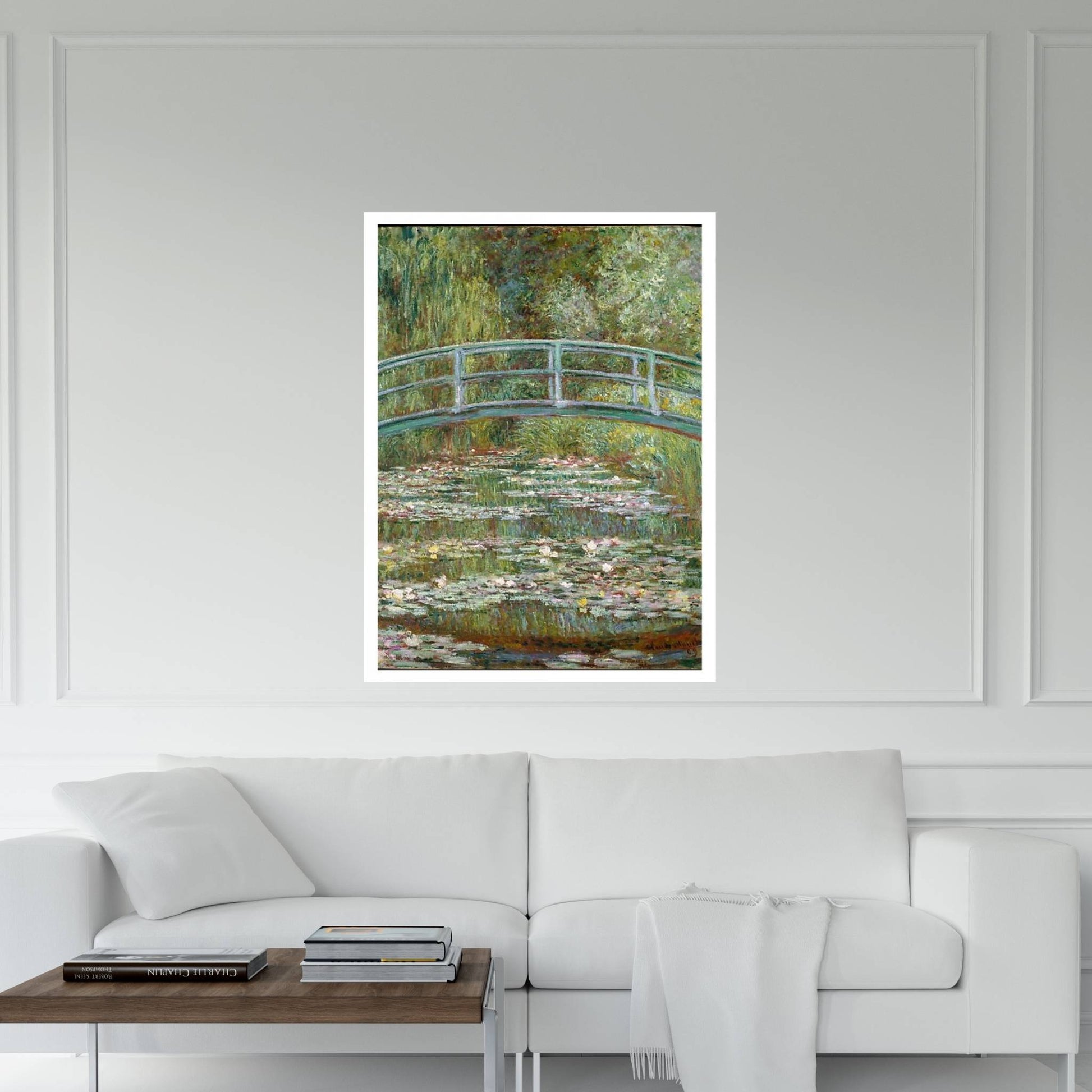 Bridge over a Pond of Water Lilies Canvas Wall Art - Y Canvas