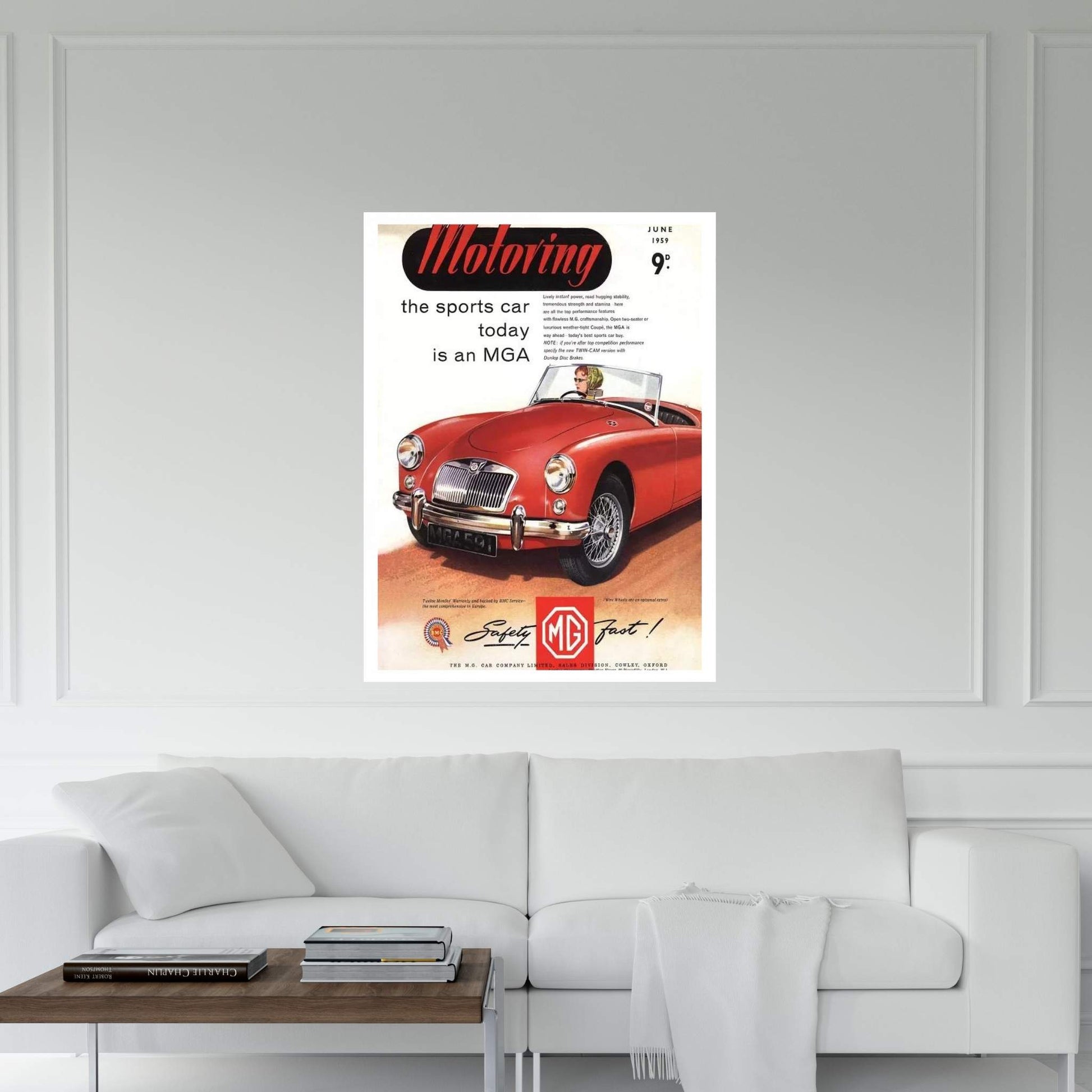 1950s MG Convertible Magazine Advert Canvas Wall Art - Y Canvas