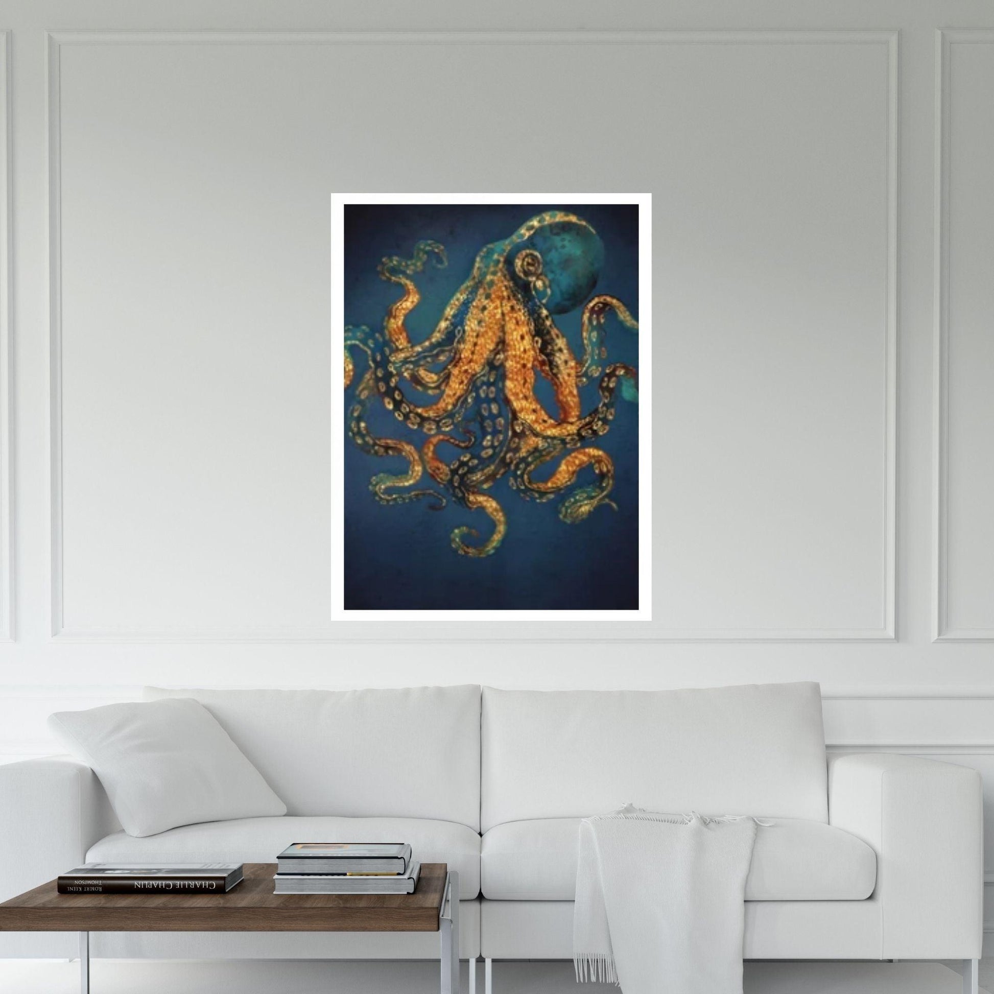 Octopus Wall ArtAnimal Decor, Animal Wall Art, Sea Octopus Oil Painting Poster Wall Art - Y Canvas