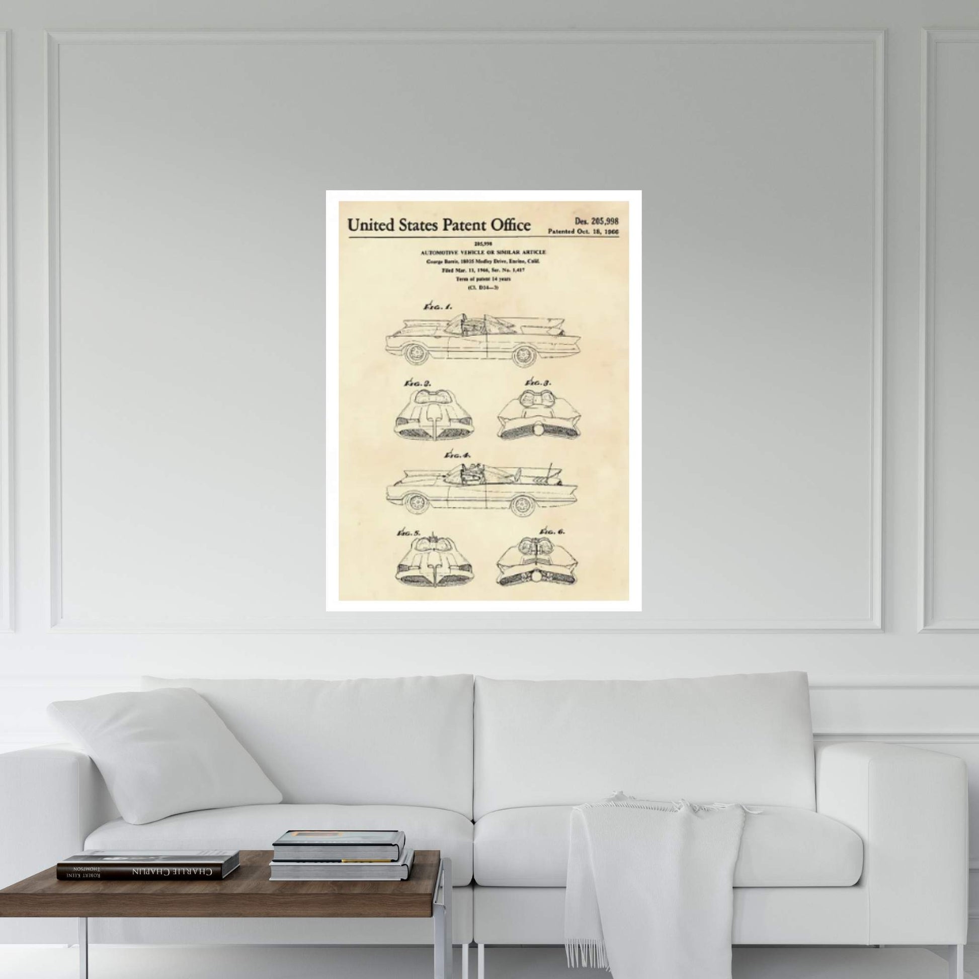 Batmobile Patent II Canvas Wall Art - Y Canvas