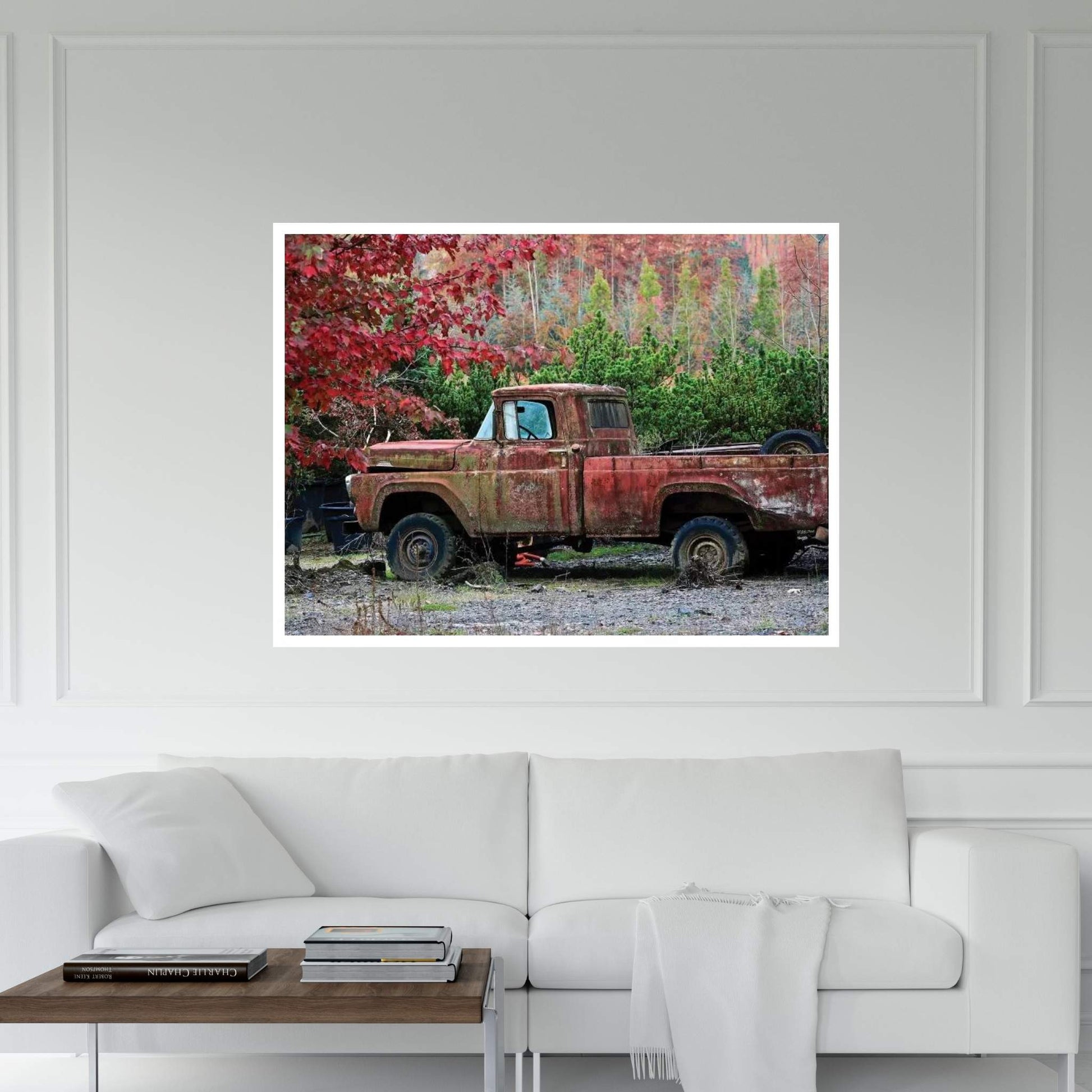 Autumn Vintage Truck Canvas Wall Art - Y Canvas