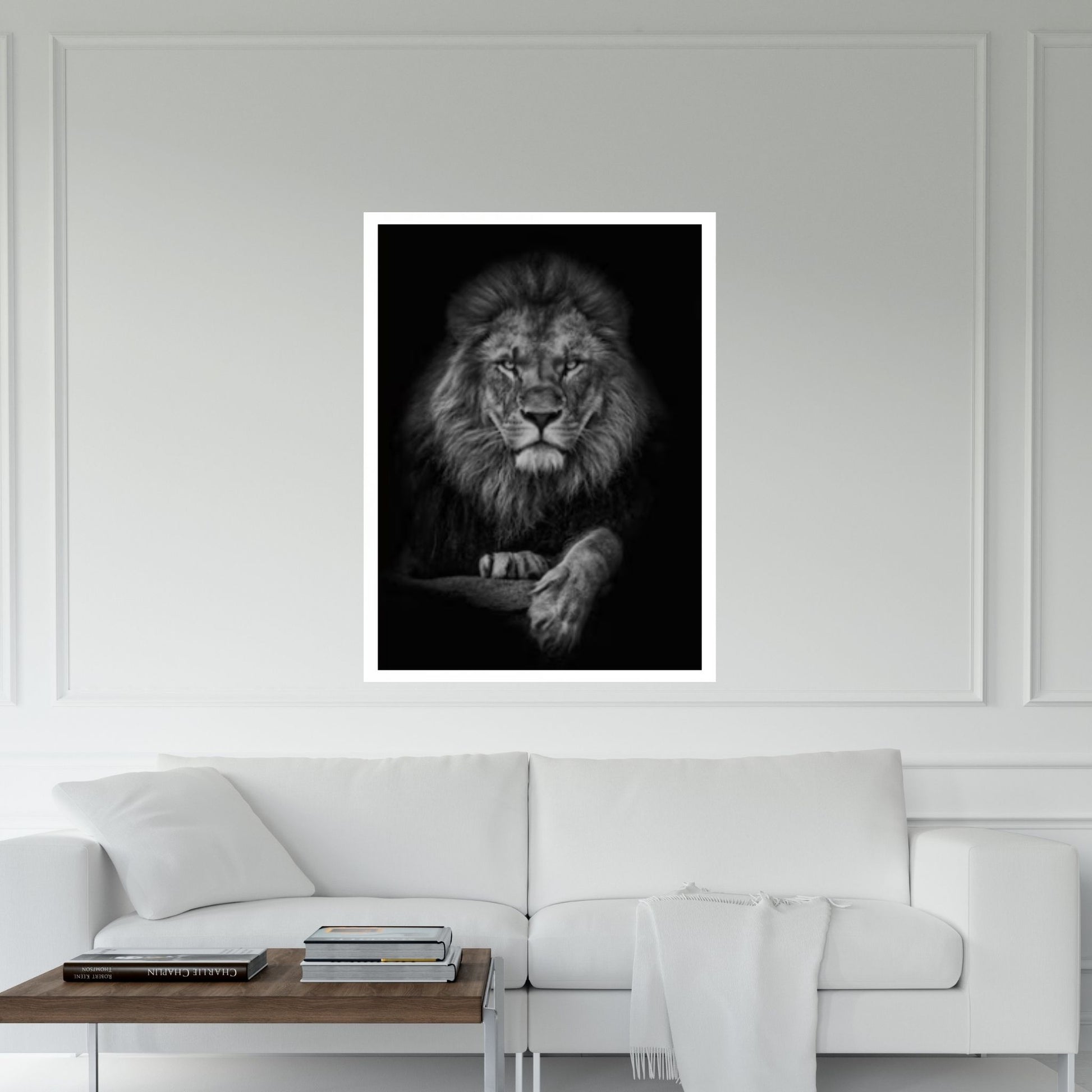 African Lion Canvas Wall Art, black and white lion Canvas Print - Y Canvas