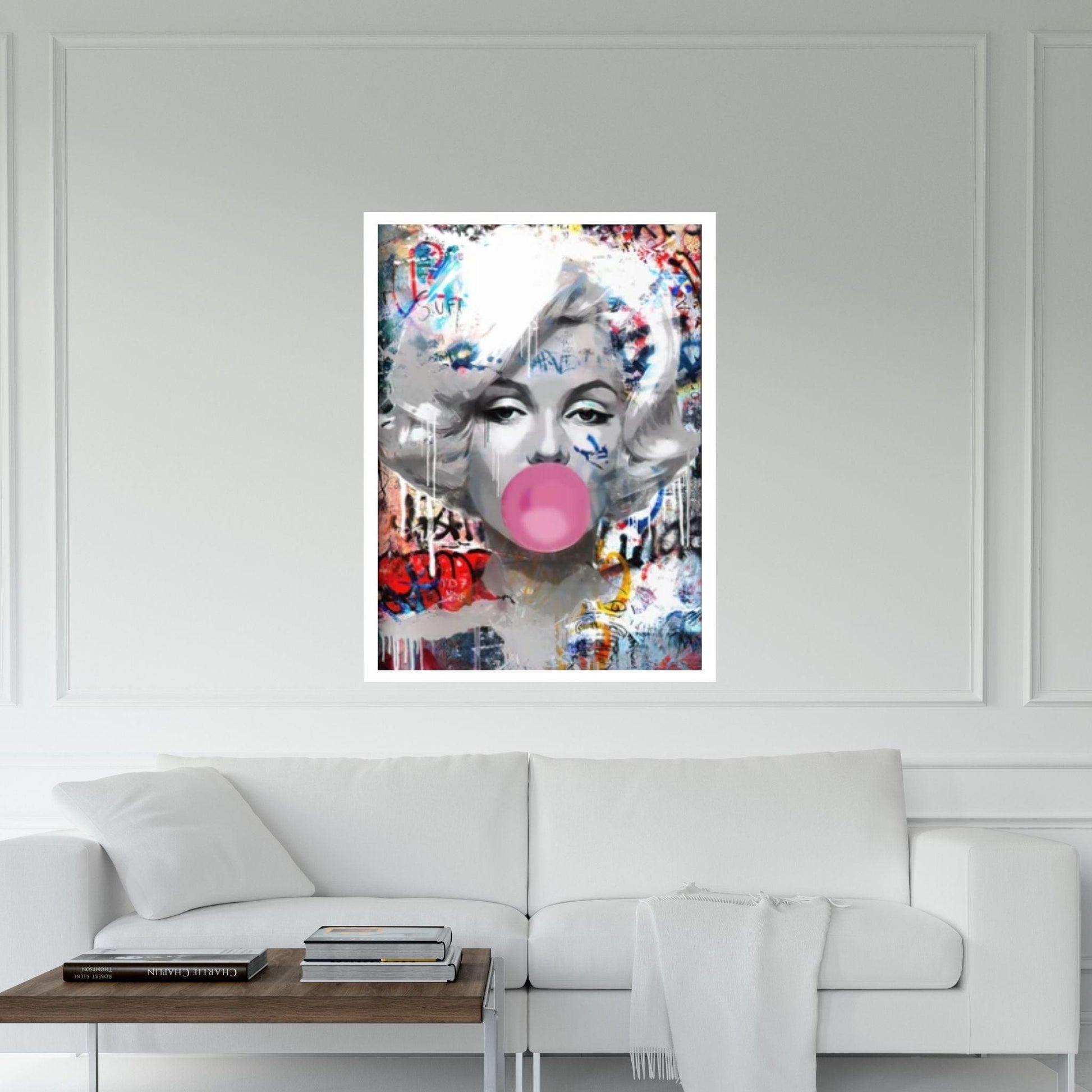 Marilyn Monroe Wall Art Canvas, Monroe Pink Bubble Gum Art Poster, Printed Picture Decoration - Y Canvas