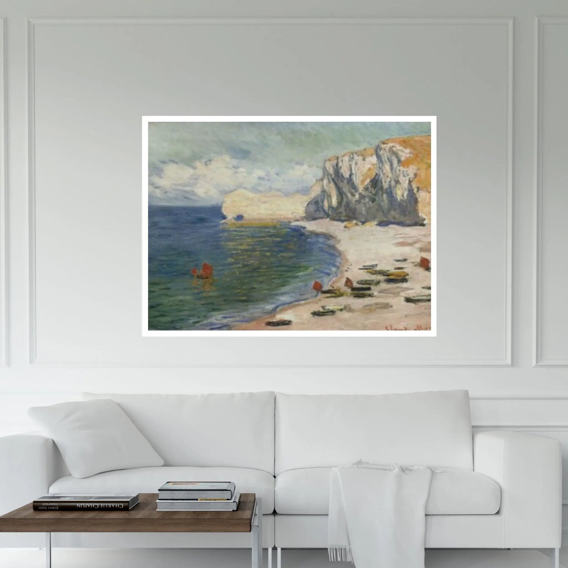 Claude Monet Exhibition Canvas Wall Art Poster, The Beach and the Falaise d'Amont Claude Monet - Y Canvas