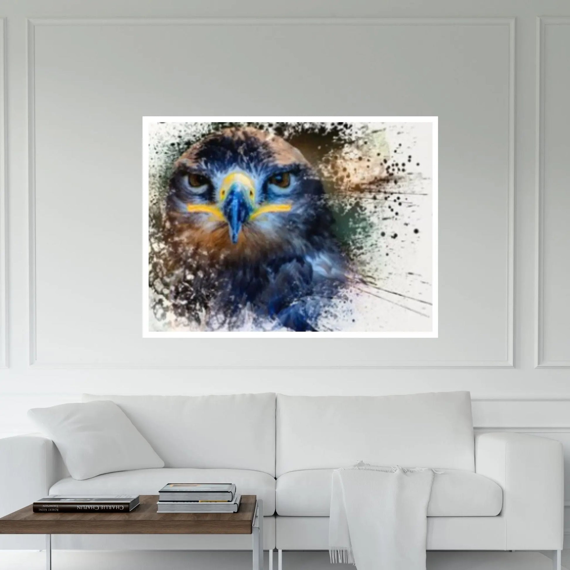 Colorful Hawk Head Drawing Effect Canvas Wall Art Poster Print, Animal Kingdom Poster,Hard-eyed Falcon Wall Decor - Y Canvas