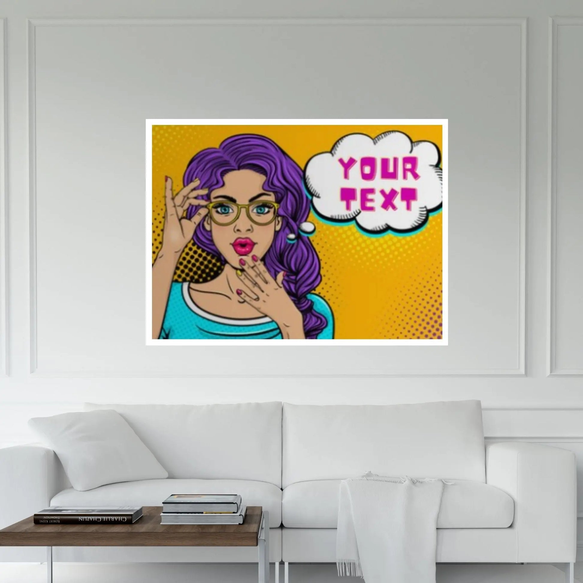 Customize Youre Text Here Pop Art Woman Wall Art, Comic Pop Art, Woman OMG, Woman Face - Y Canvas