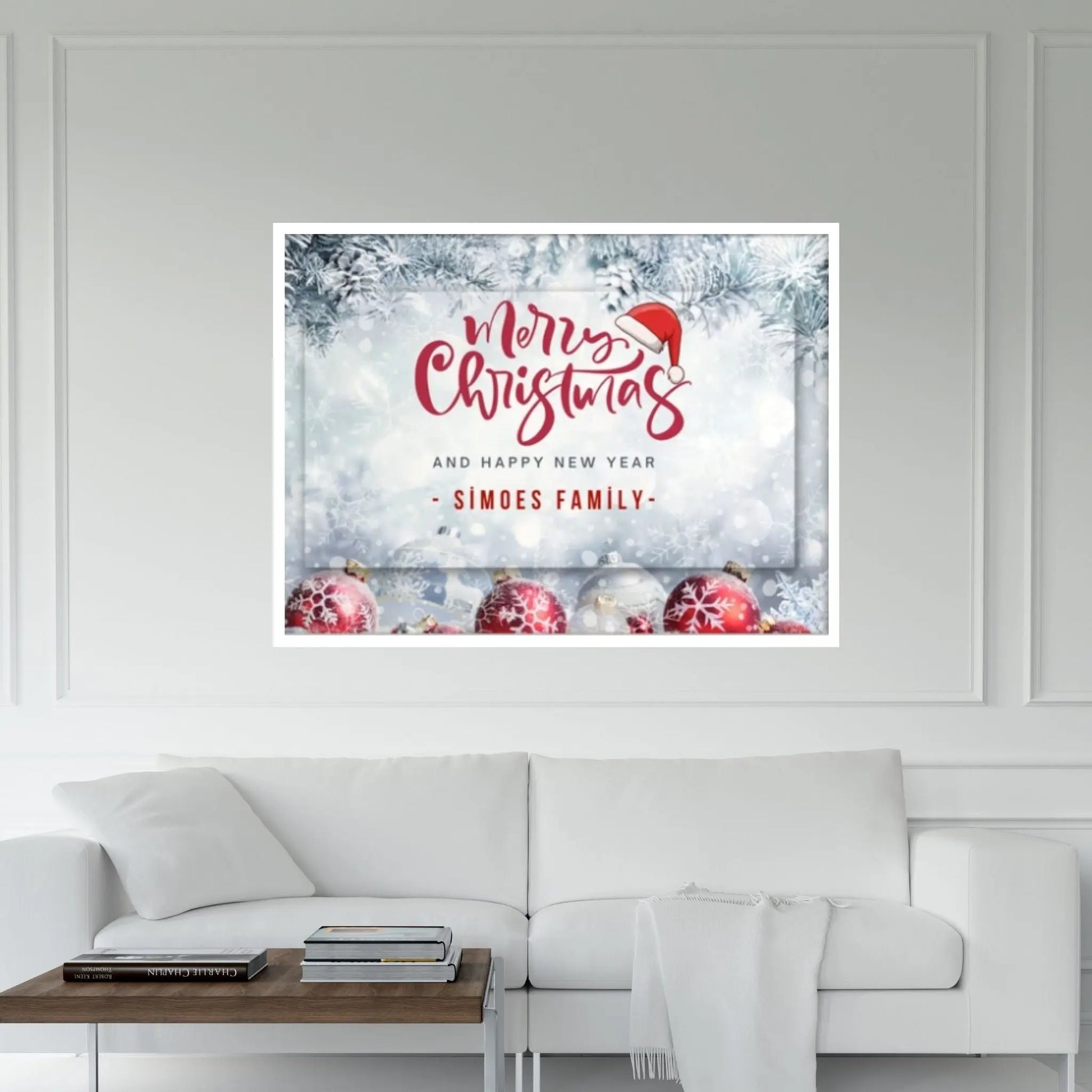 Christmas Decor Sign Personalized Custom Family Welcome Home Holiday Wall Art Canvas Print Decorations Name Sign Modern Farmhouse Wall Decor - Y Canvas