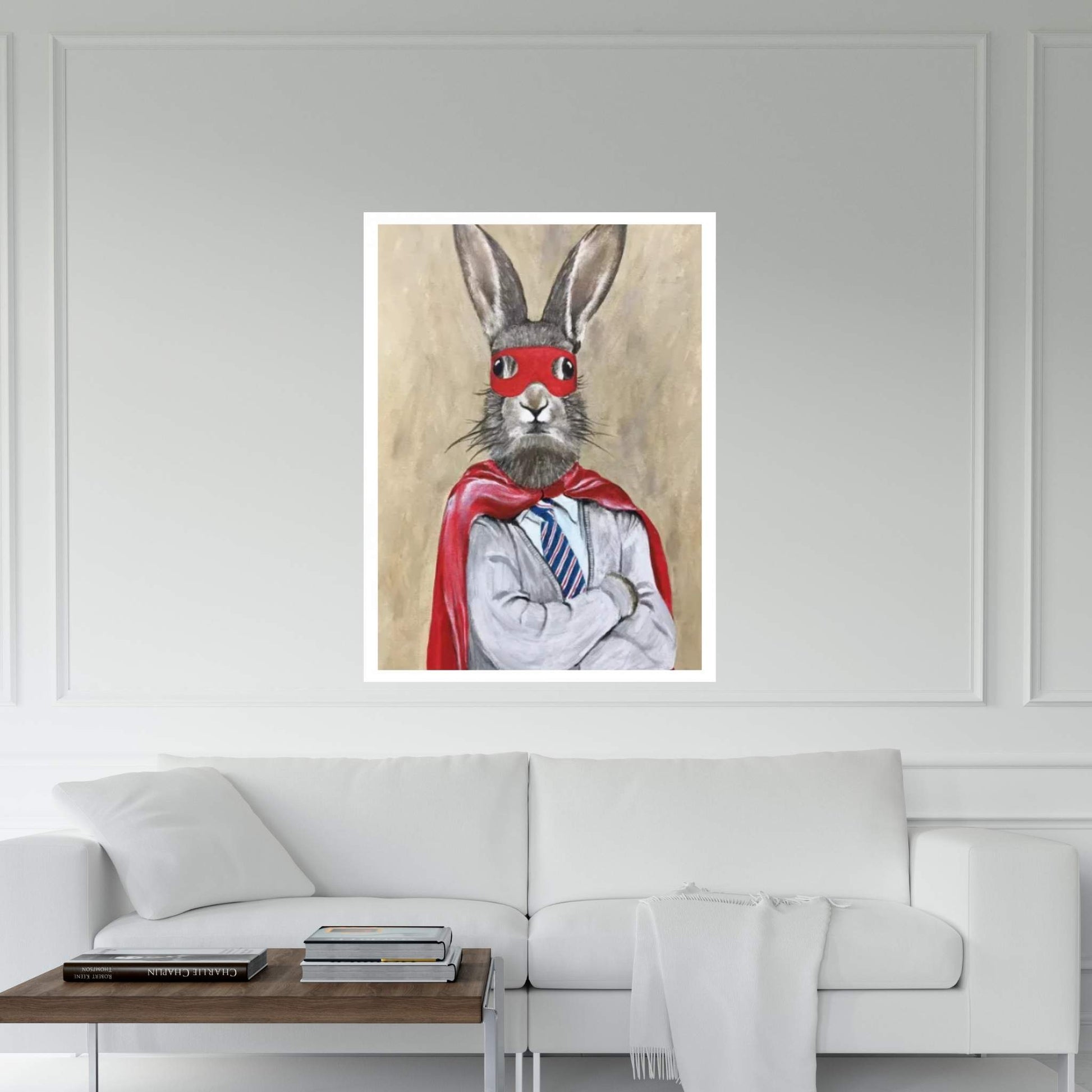 Rabbit Superman Canvas Wall Art - Y Canvas