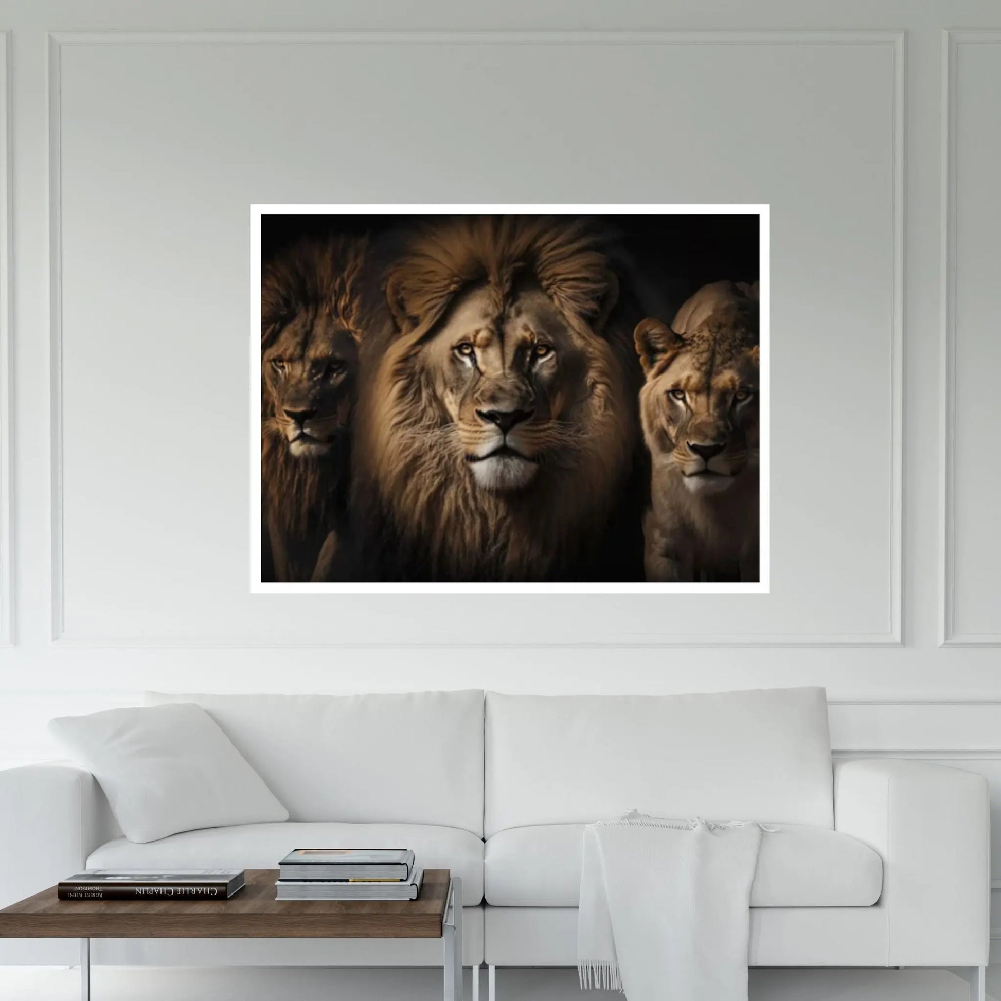 Lions and Father Canvas Wall Art Animal Wall Art - Y Canvas