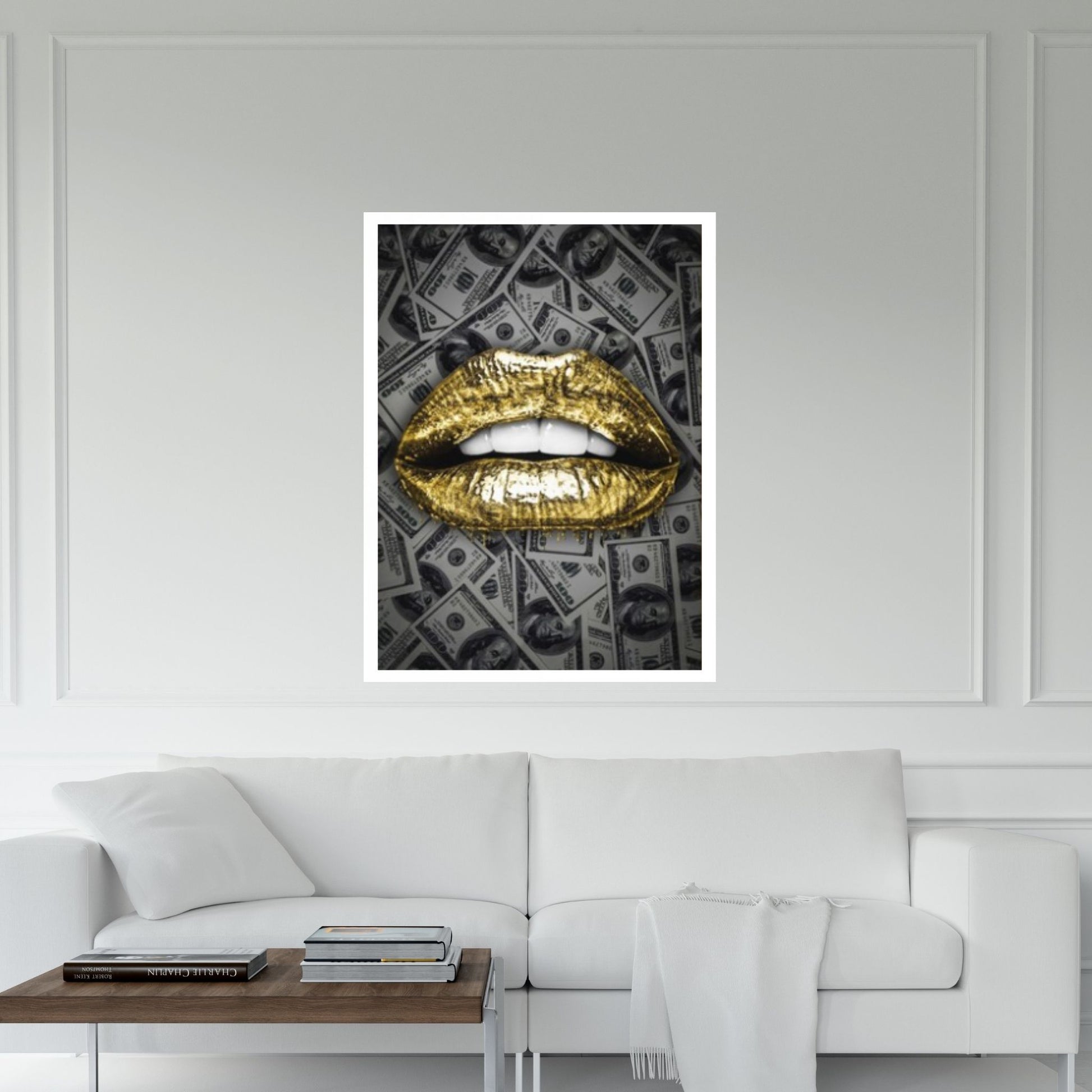 Sexy Lips Abstract Lips Dollar Background Canvas Wall Art, Nordic Pop Poster - Y Canvas