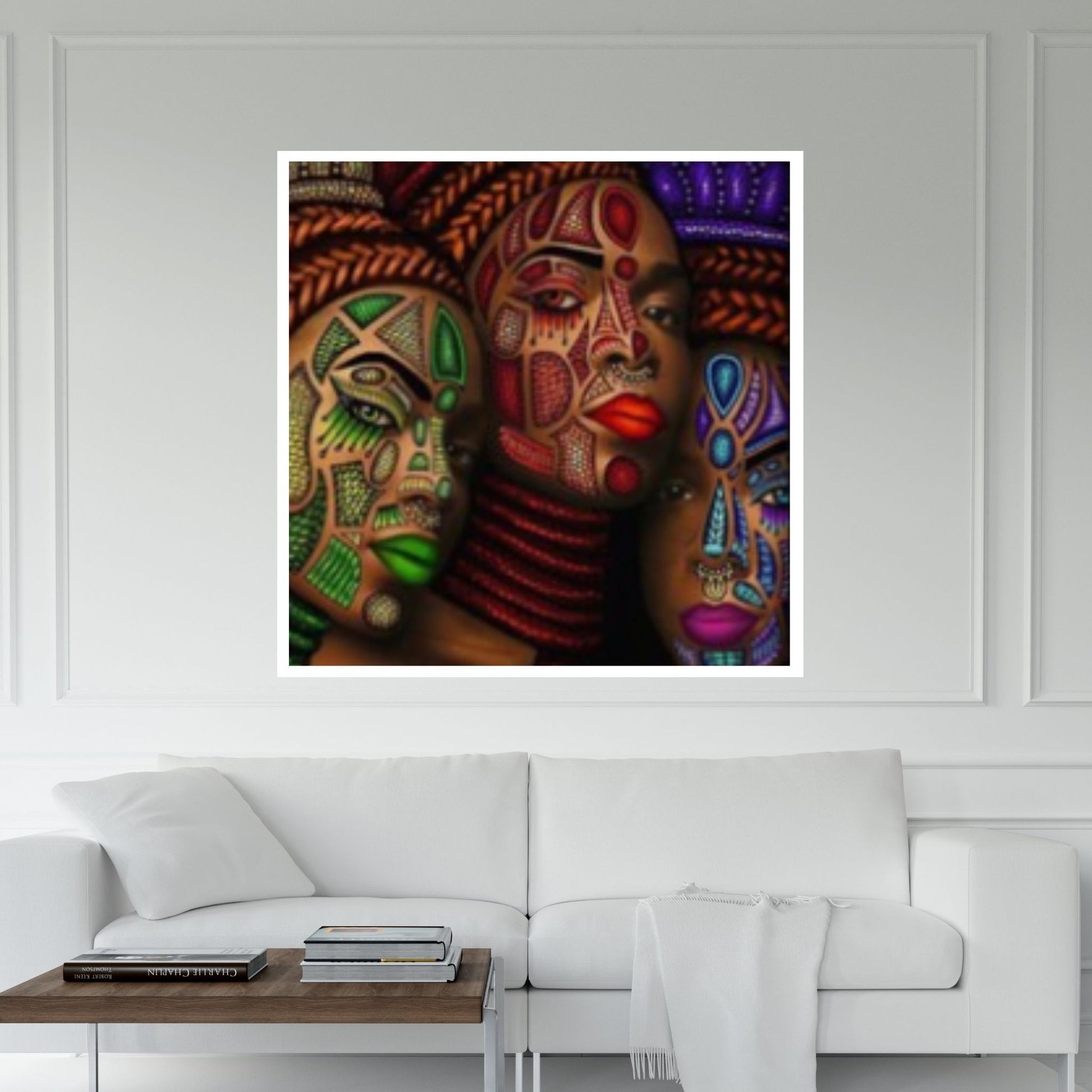 African Art Wall Decor, African Woman Makeup Wall Art, Abstract Canvas Art - Y Canvas