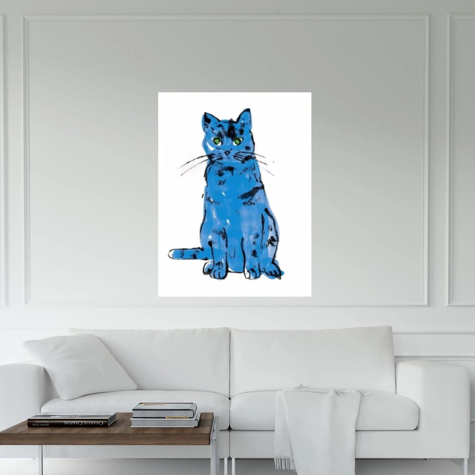 Andy Warhol Blue Cat Pop Art Canvas Wall Art Poster, Line Art wall Decor, Cat Sam poster - Y Canvas