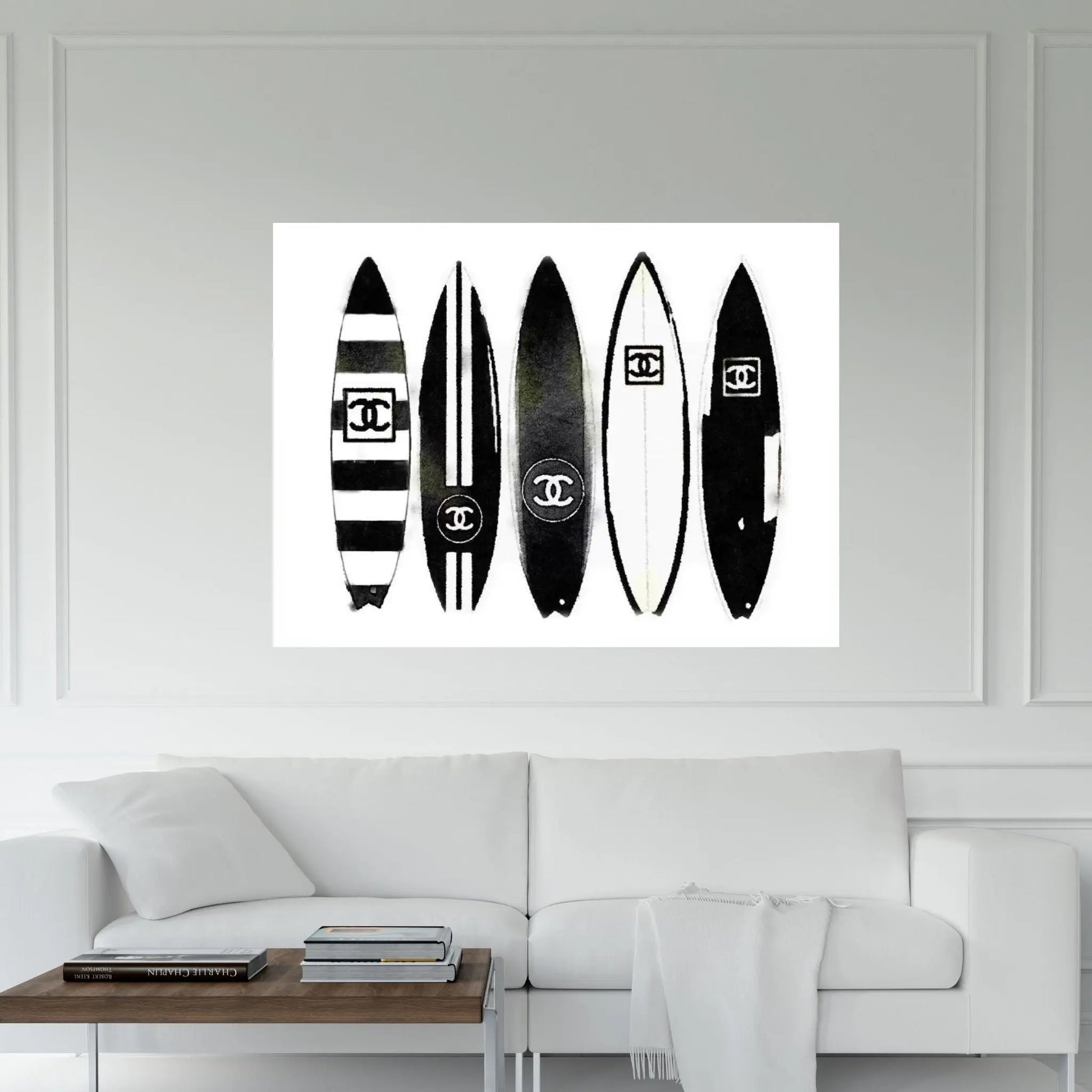 Surf Black & White Canvas Wall Art - Y Canvas