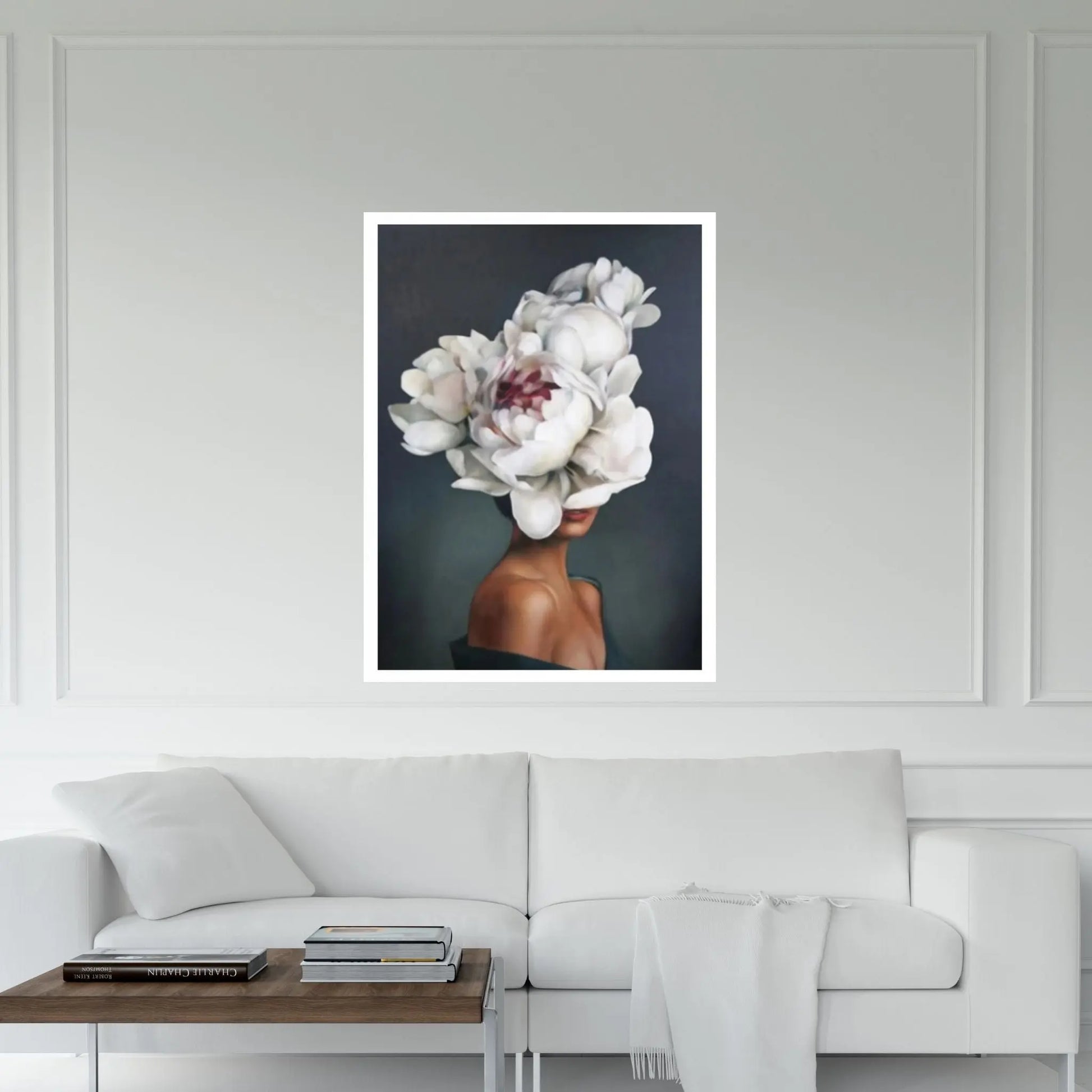 Flowers Feathers Woman With Flower Abstract Canvas Painting Wall Art Decorative Painting - Y Canvas