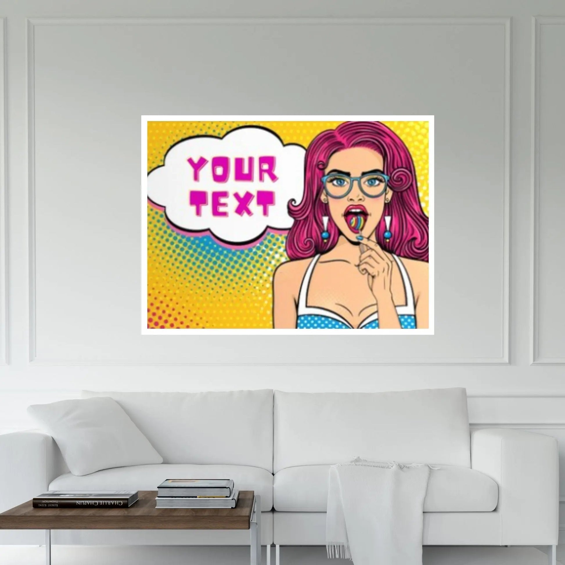 Customize Youre Text Here Pop Art Woman Wall Art, Comic Pop Art, Retro Comic - Y Canvas