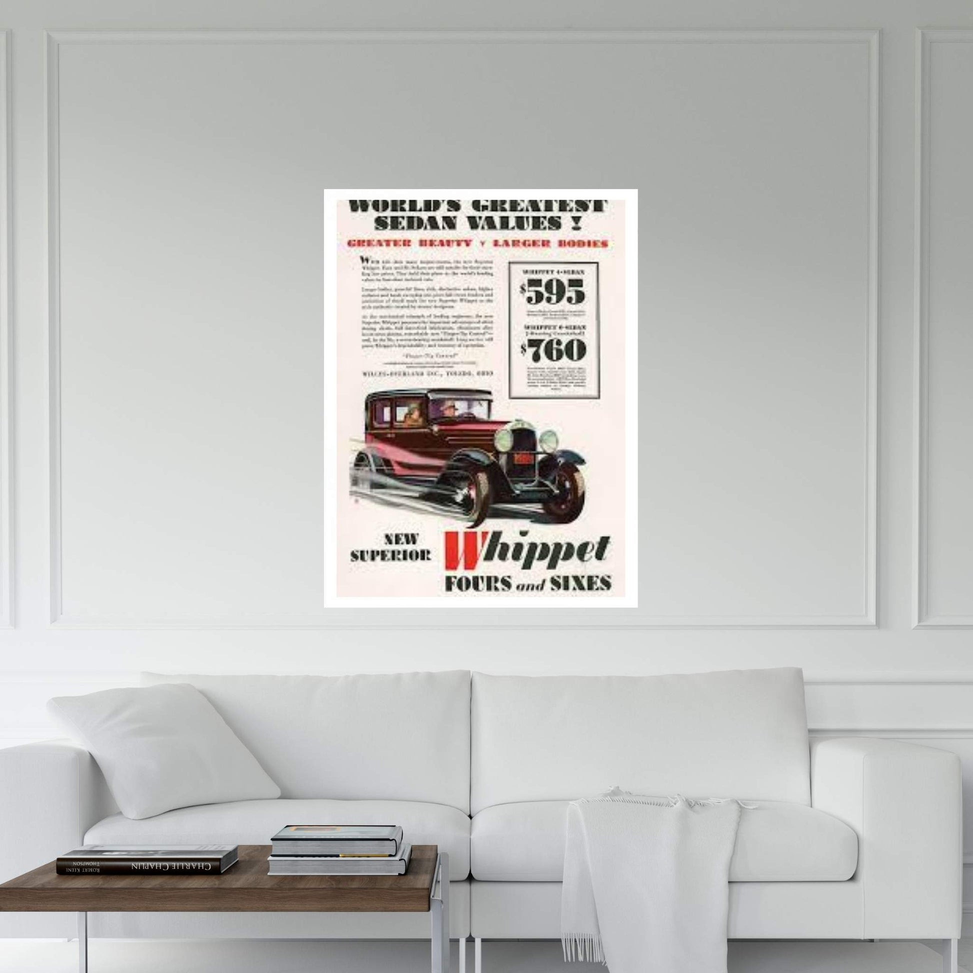 1929 Willys-Knight Magazine Advert Canvas Wall Art - Y Canvas