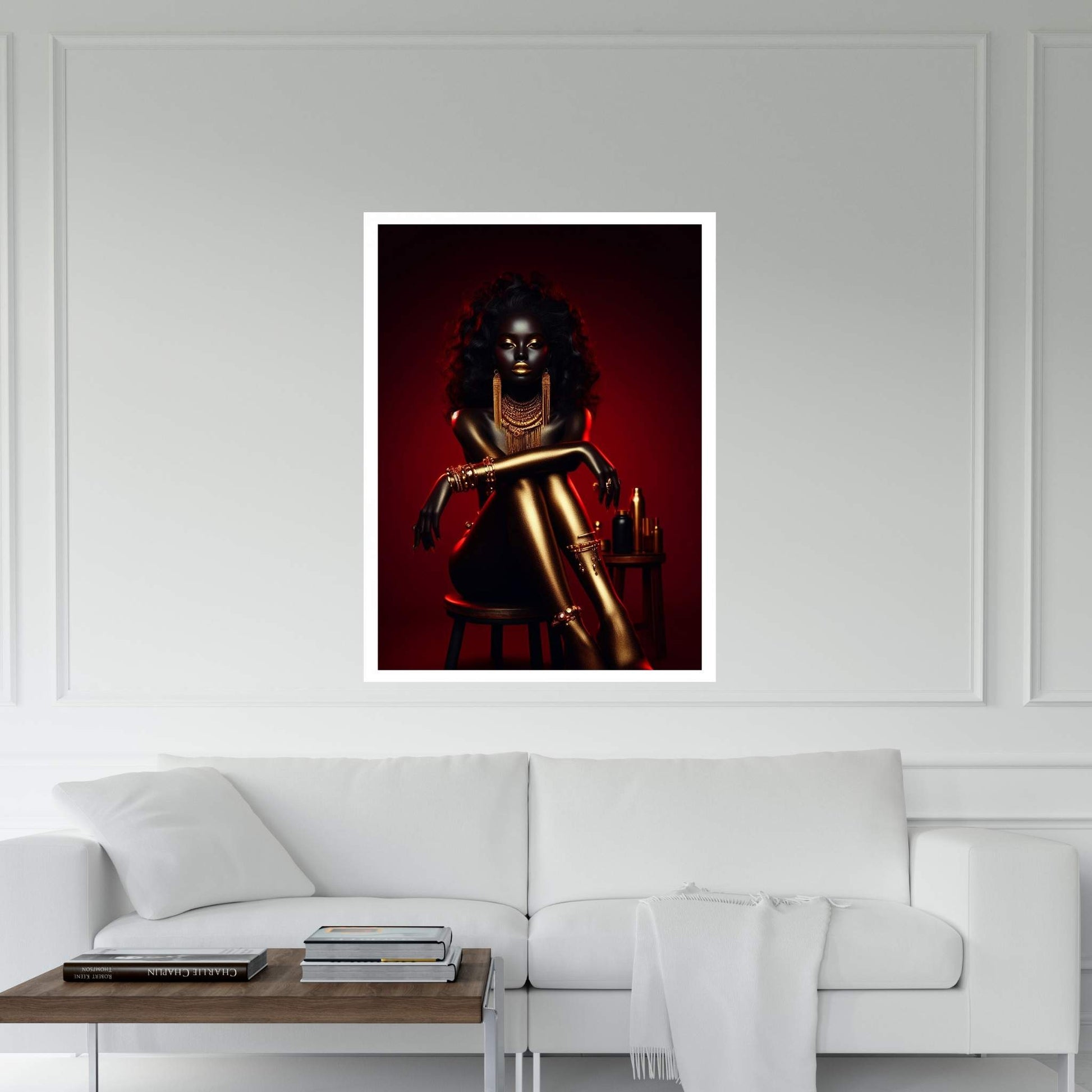 African Black Woman Gold Make-up Canvas Canvas Wall Art - Y Canvas