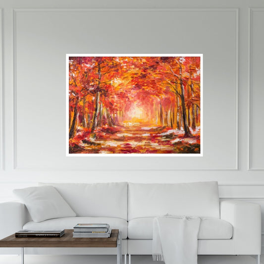 Oil painting landscape - colorful autumn forest Canvas Wall Art, Design Landscape Canvas Wall Art - Y Canvas