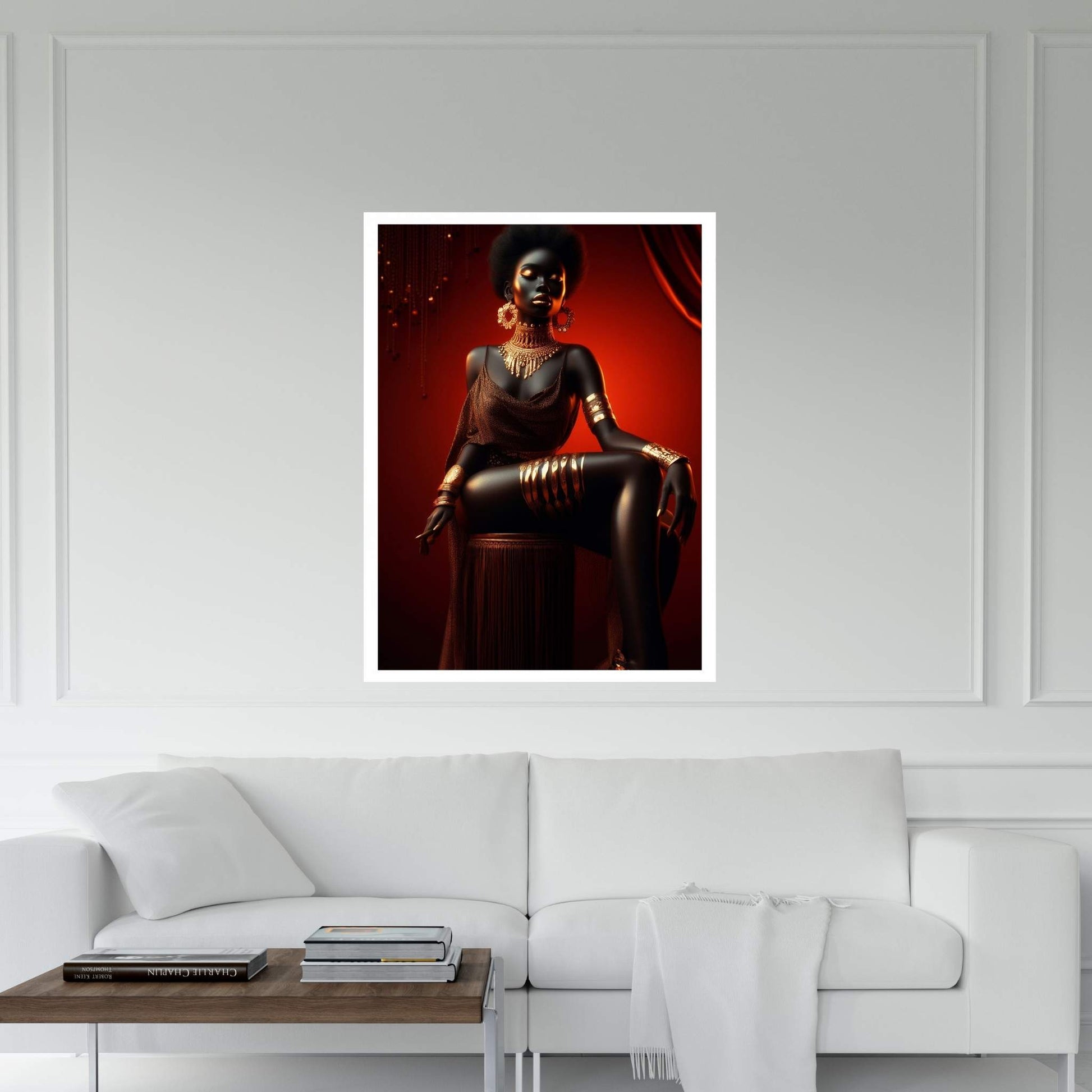 African Black Woman Gold Make-up Canvas Canvas Wall Art - Y Canvas