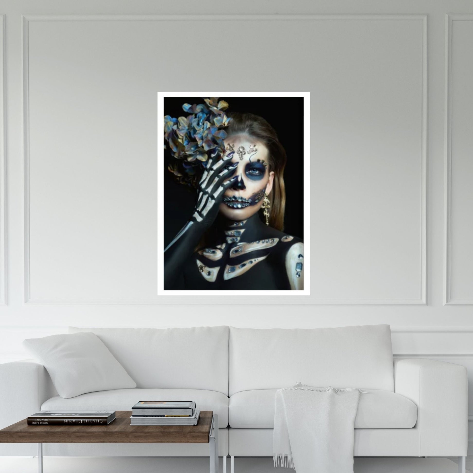 Thoughtful Skeleton Skull Woman Halloween Canvas - Y Canvas