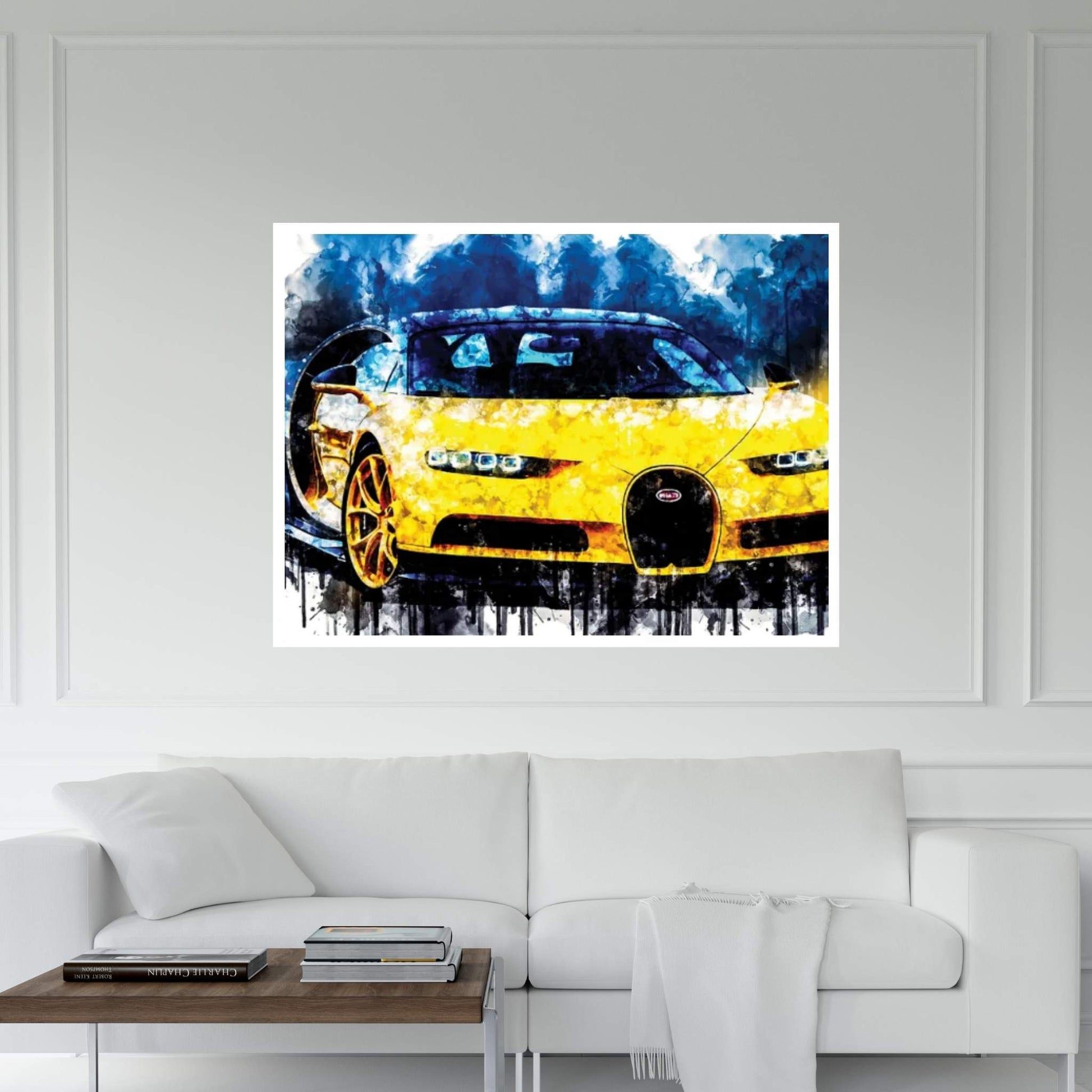 2018 Bugatti Chiron Yellow And Black Canvas Wall Art - Y Canvas