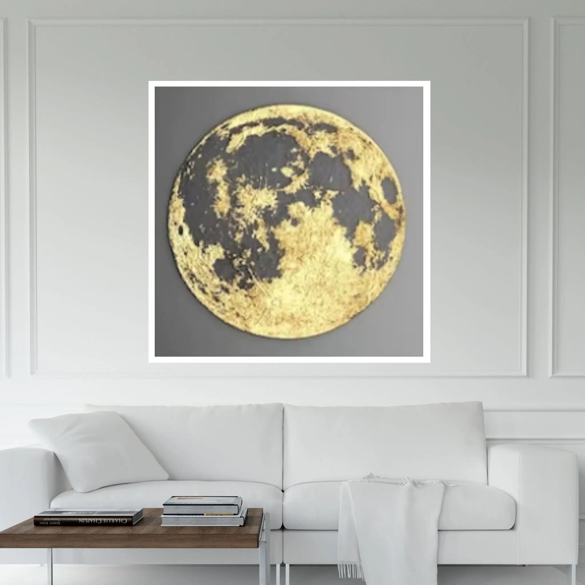 3d Wall Art, Canvas Home Decor, Gold Moon Canvas Print, Modern Canvas Art Painting - Y Canvas