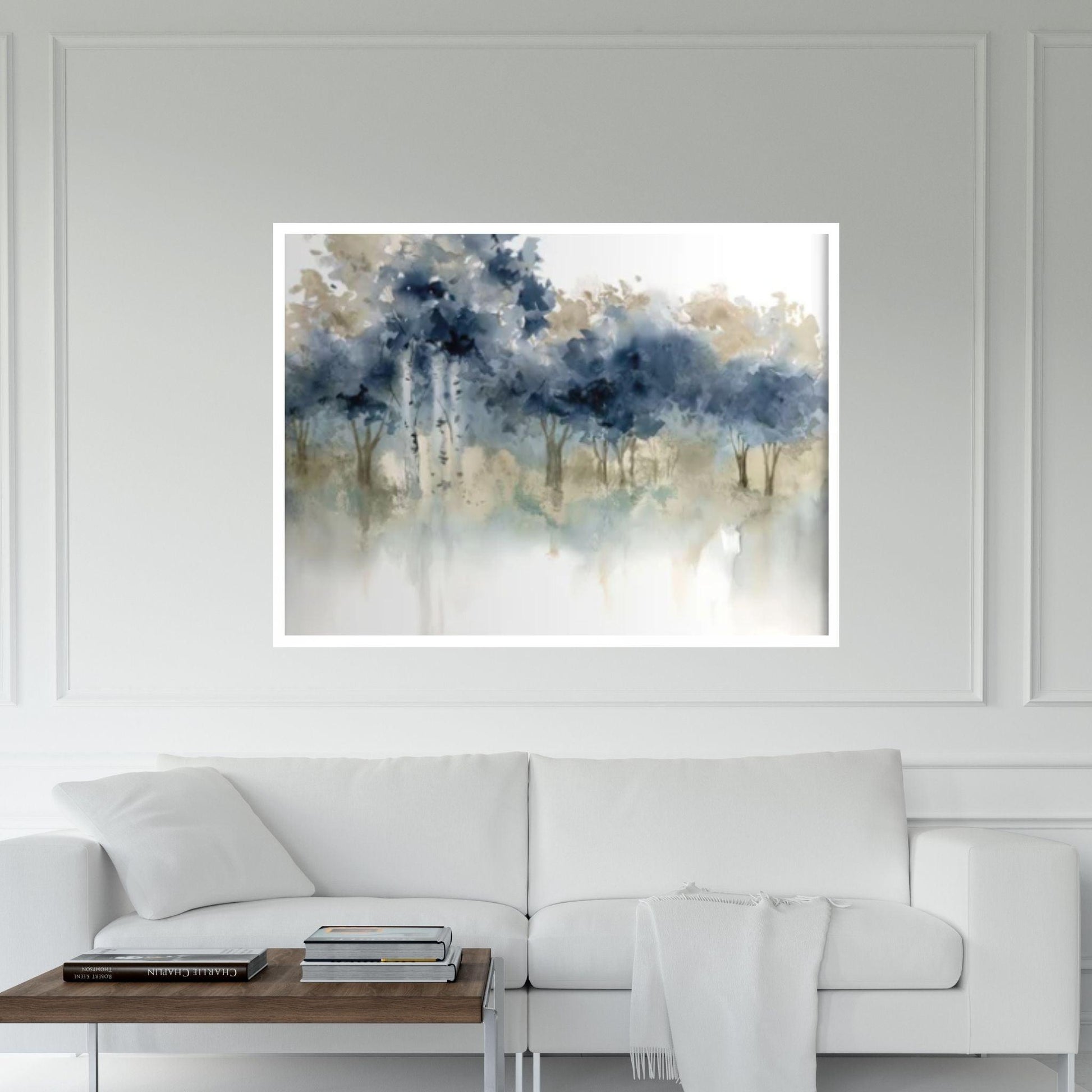 Blue Gold Oil Painting Canvas Wall Art, Modern, Luxury Wall Art, Blue Gold Abstract - Y Canvas