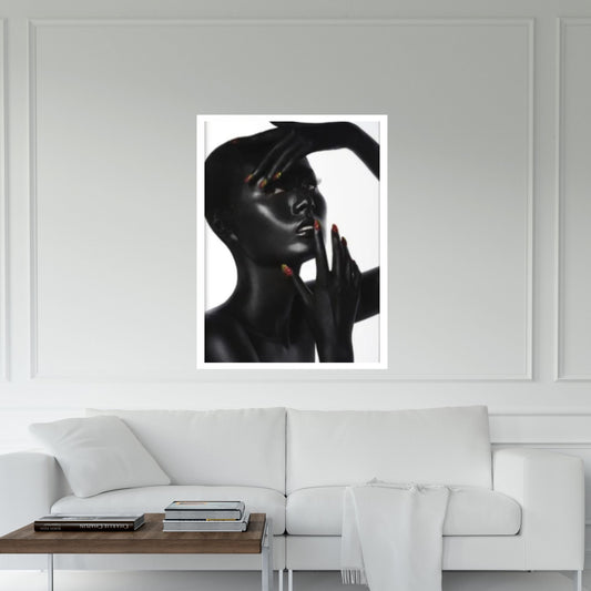 Black and Gold African Nude Woman, Scandinavian Wall Art Picture for Living Room - Y Canvas