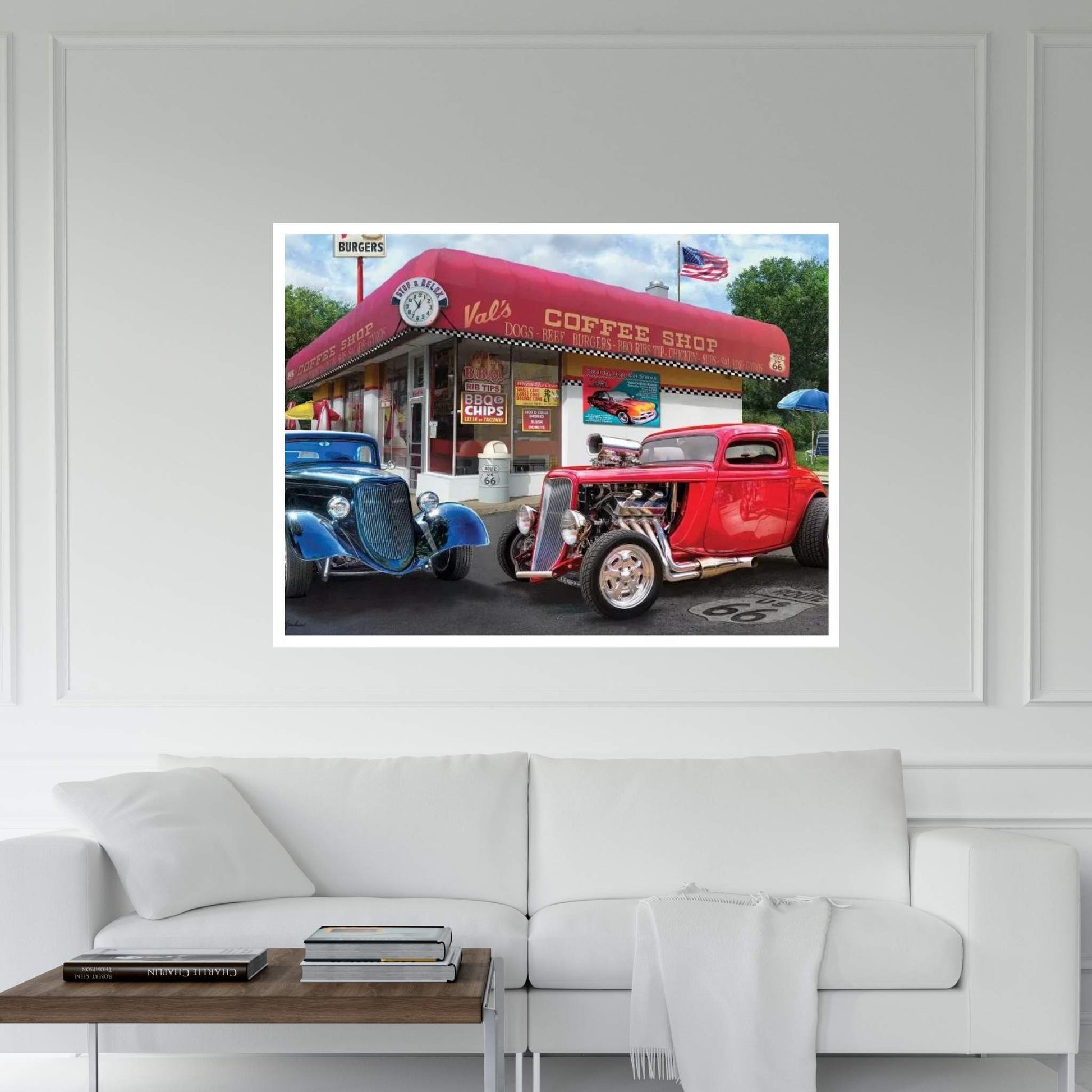 Val’s Nostalgic American Diner Canvas Wall Art - Y Canvas