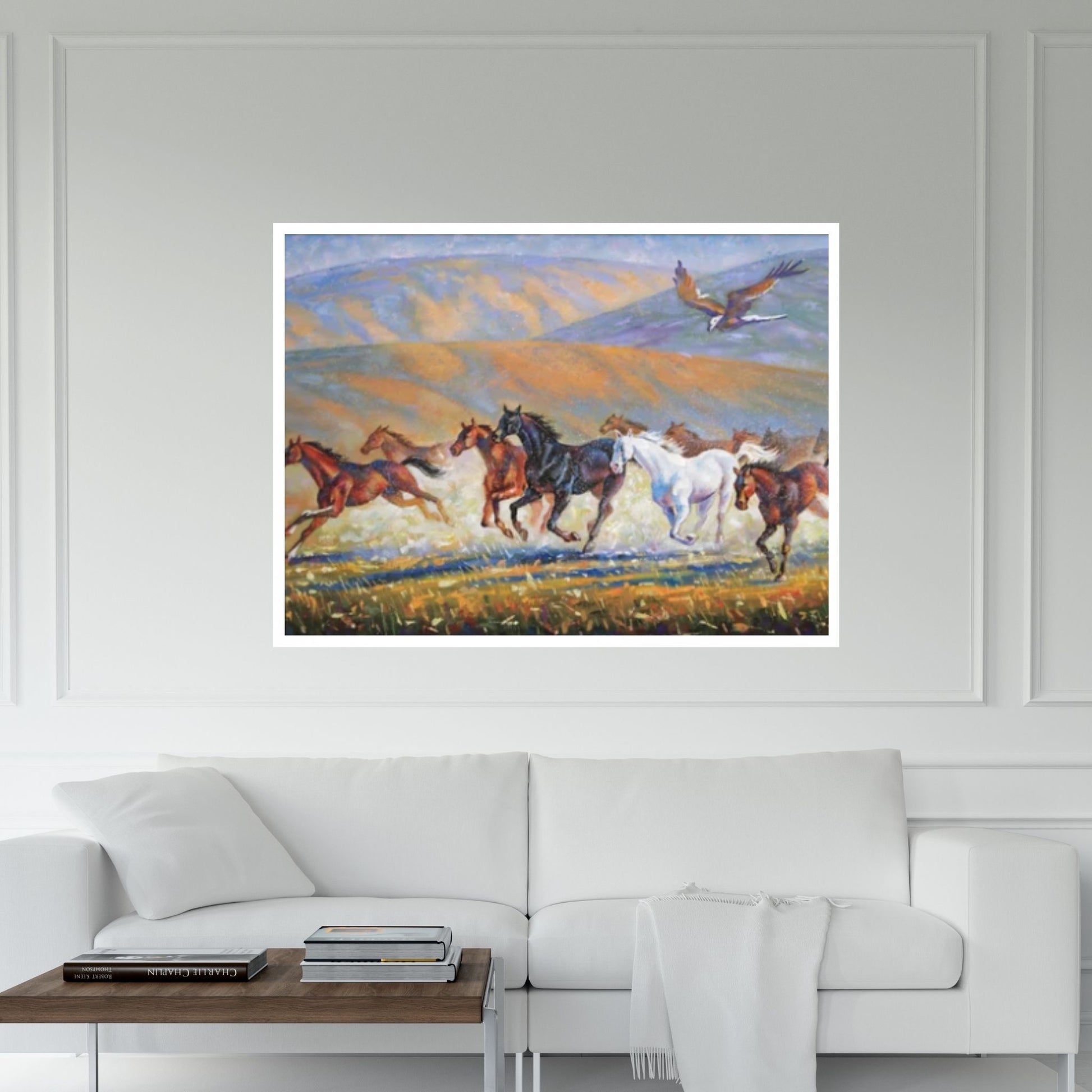 Large Running Horses Canvas Wall Art Print, Horse Poster - Y Canvas