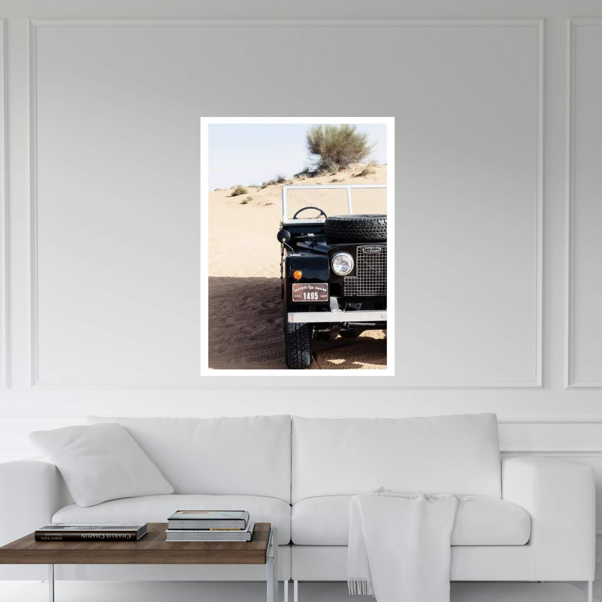 Dubai UAE - Vintage Black Land Rover Canvas Wall Art - Y Canvas