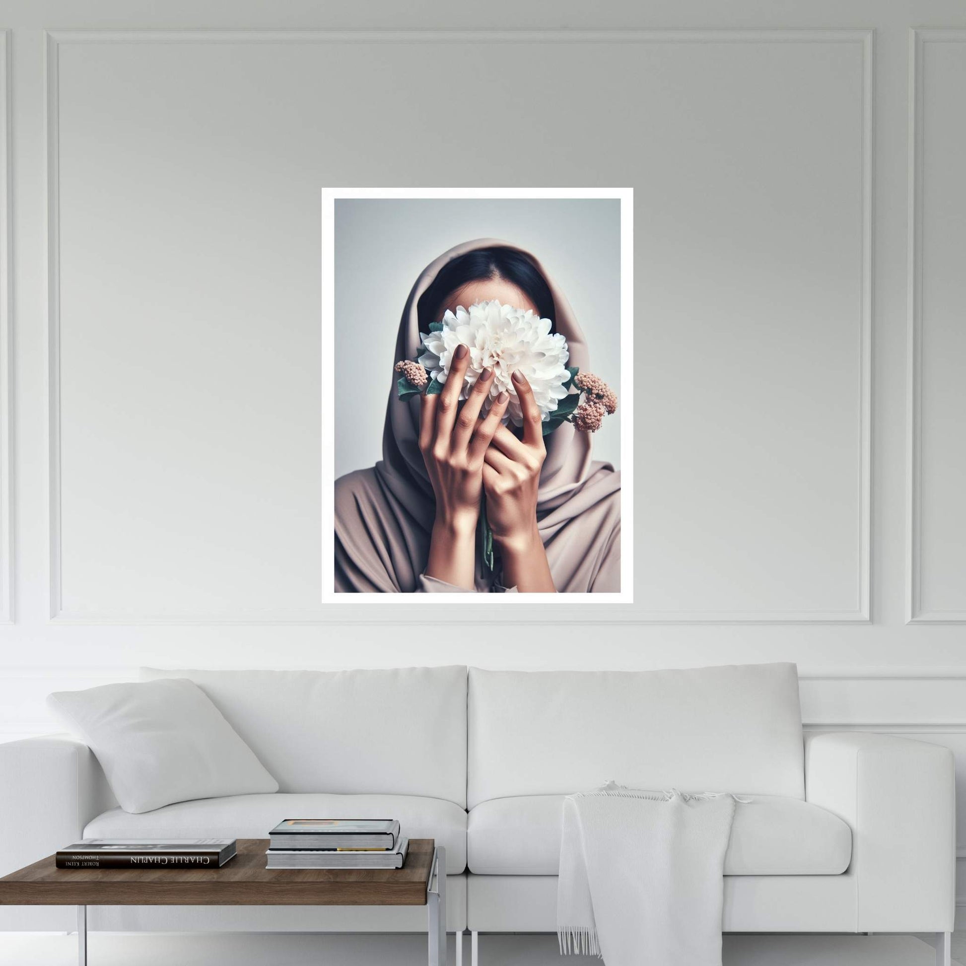 Woman Portrait Flower Head Canvas Wall Art - Y Canvas